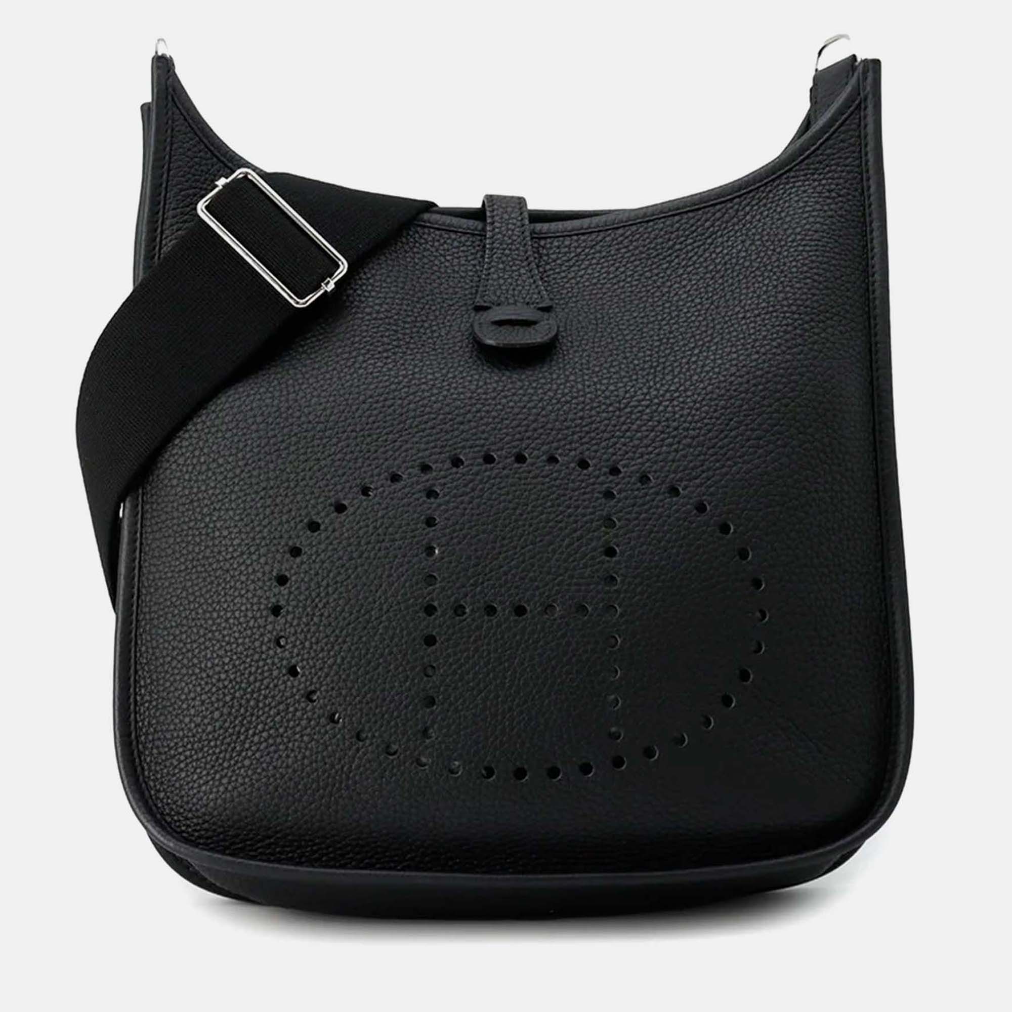 

Hermès Evelyne 3 Black Taurillon Clemence PM Hand Bag