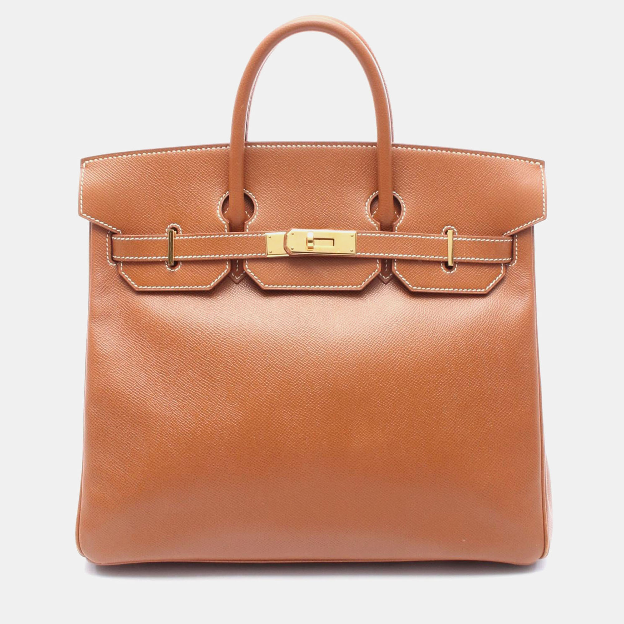 

Hermes Haut A Courroies Birkin Brown Courchevel Leather Handbag