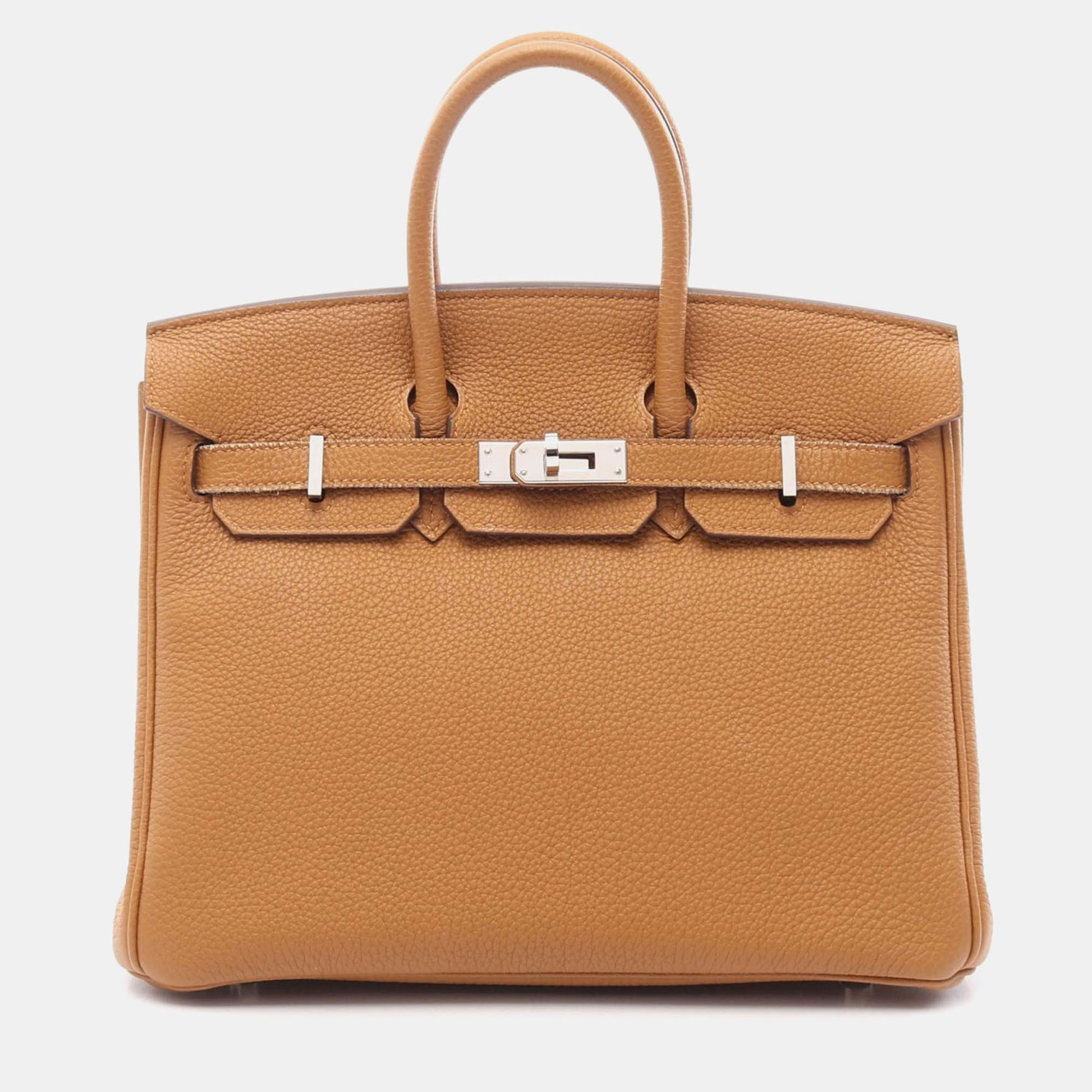 

Hermes Birkin 25 Sesame Lime Verso Togo Leather Handbag, Brown