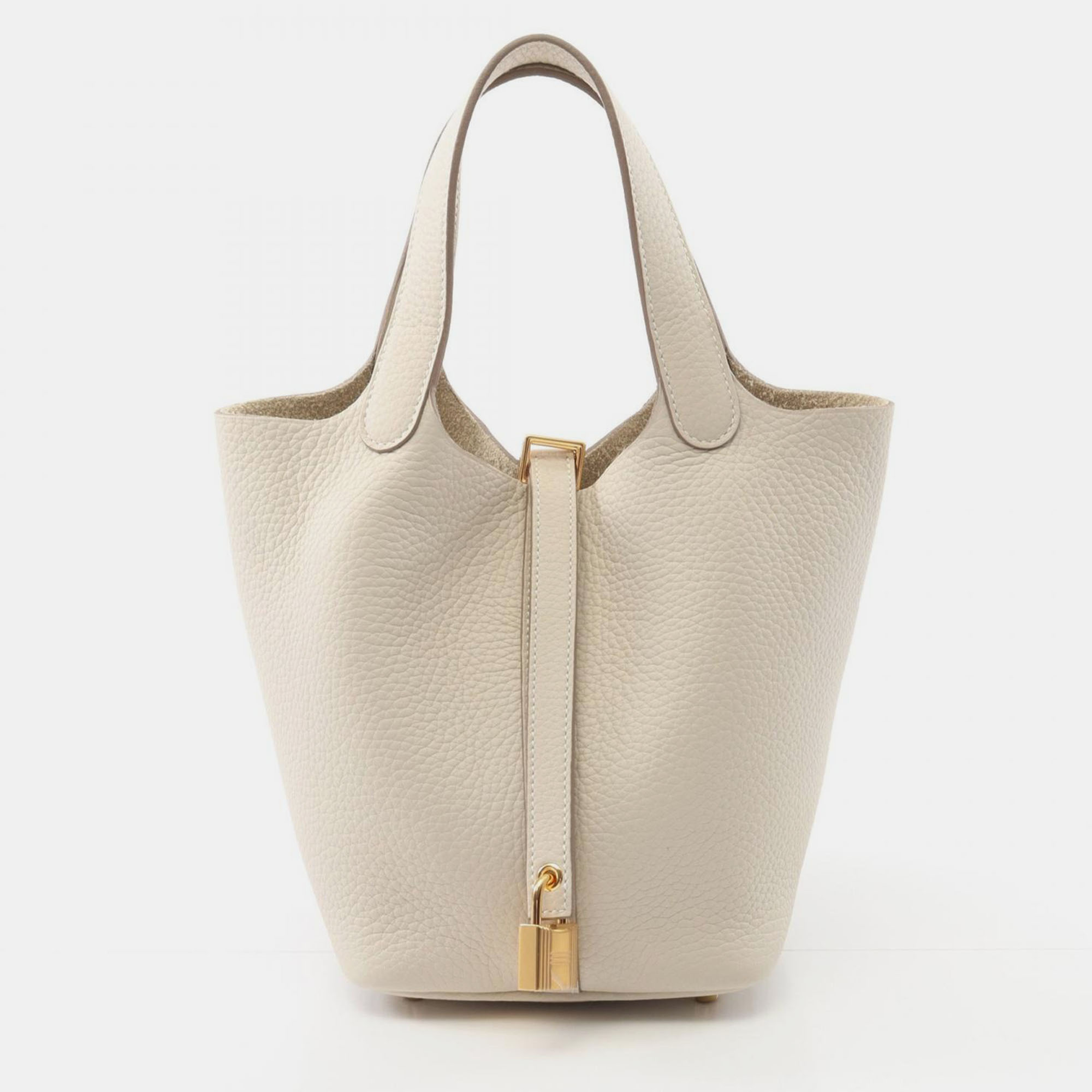

Hermes Picotin Lock 18 White Tone Taurillon Clemence Leather Tote Bag