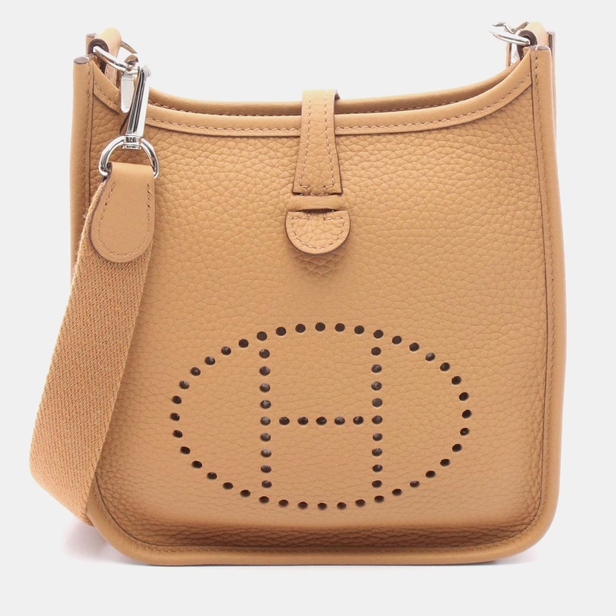 

Hermes Evelyne TPM 16 Chai Taurillon Clemence Leather Shoulder Bag, Beige