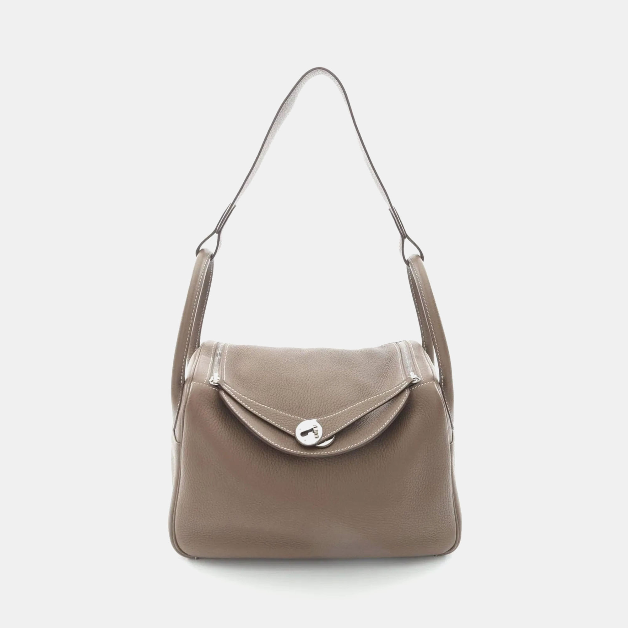 

Hermes Lindy 30 Etoupe Grey Taurillon Clemence Leather Shoulder Bag, Brown