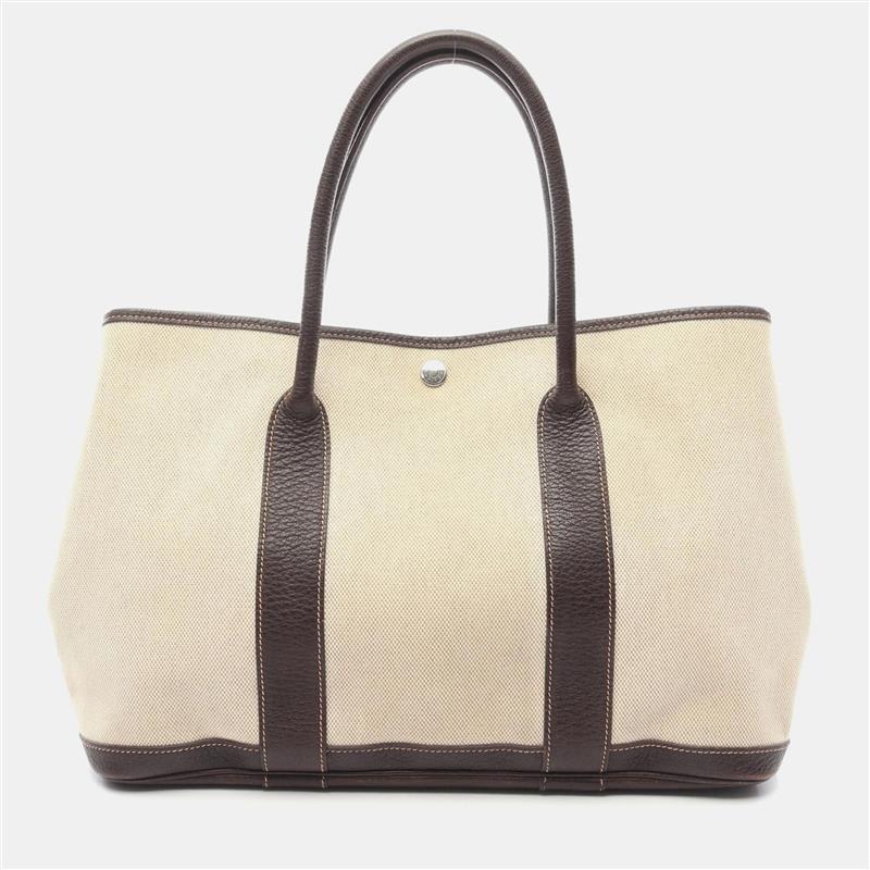 

Hermes Garden Party PM Beige Marron Toile H Leather Bag