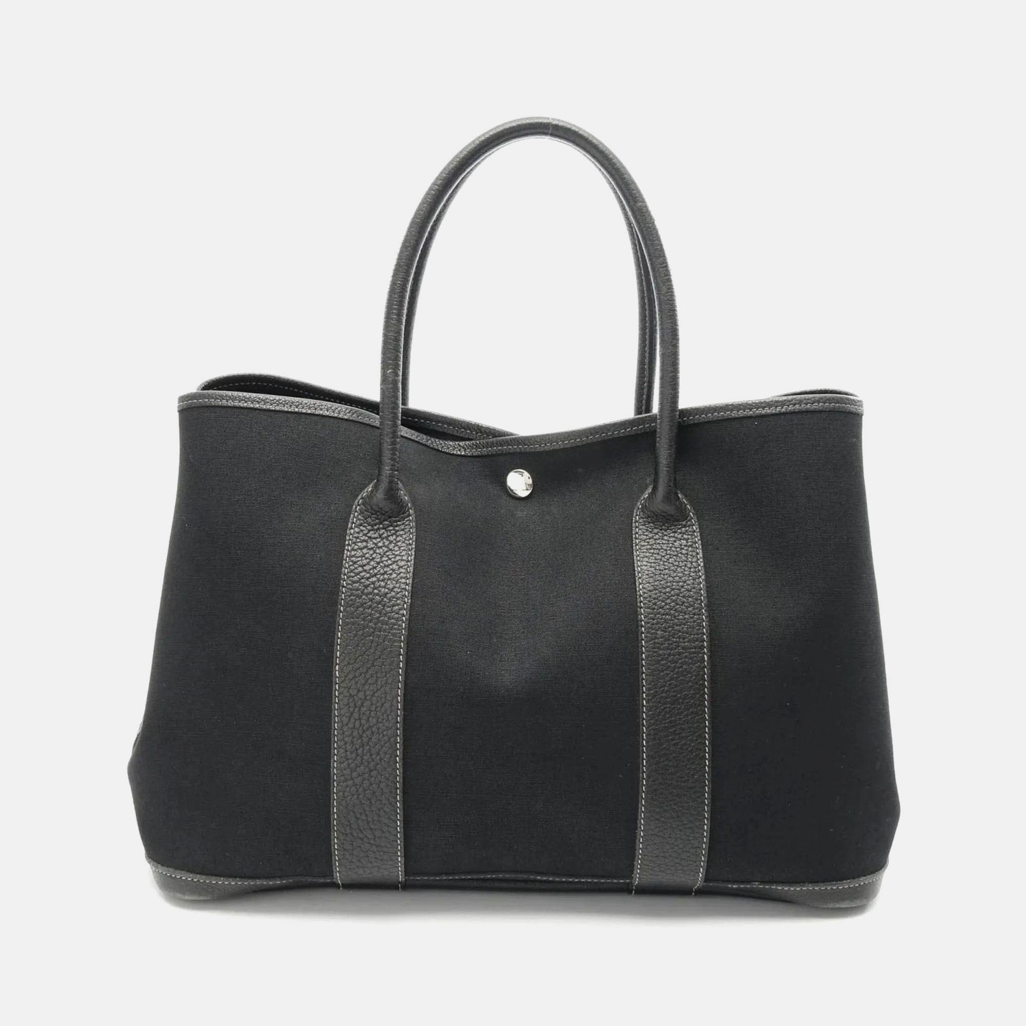 

Hermes Garden Party 36 Black Toile Officier Canvas and Leather Tote Bag