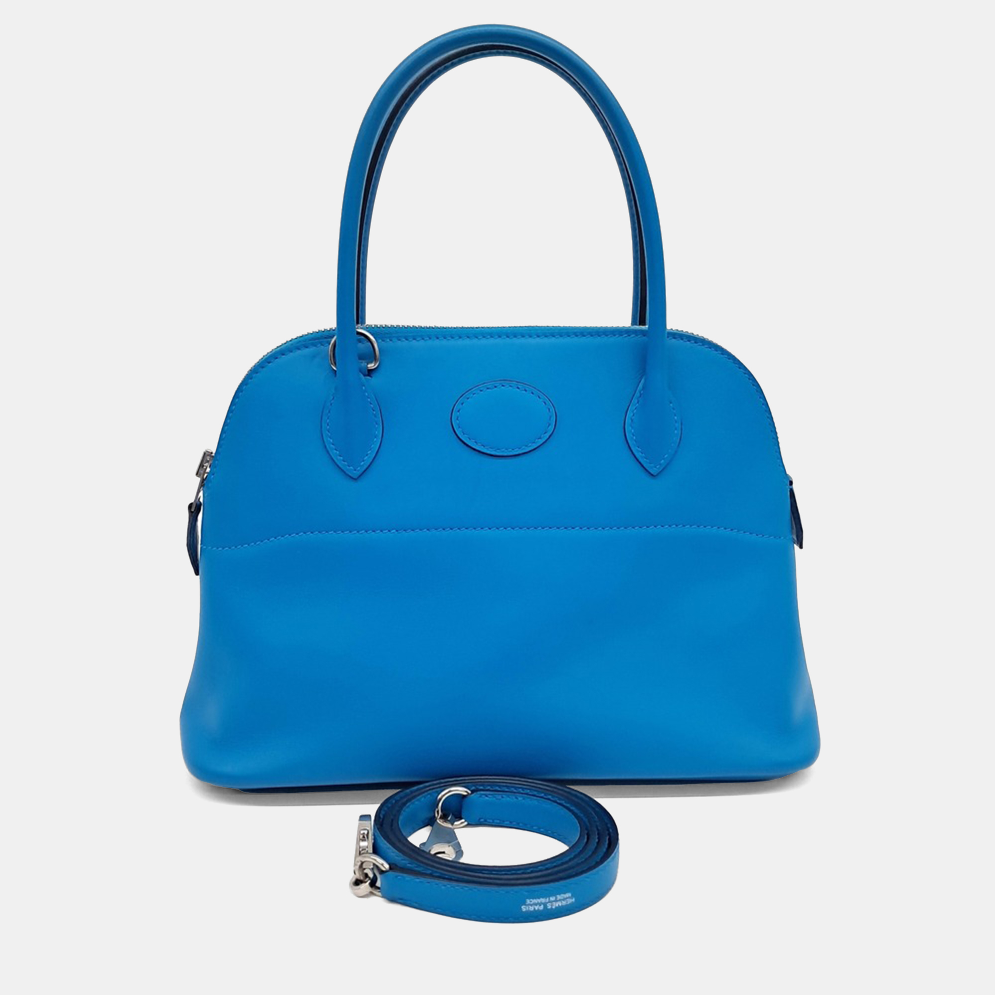 

Hermes Blue Leather Bolide 27 Bag