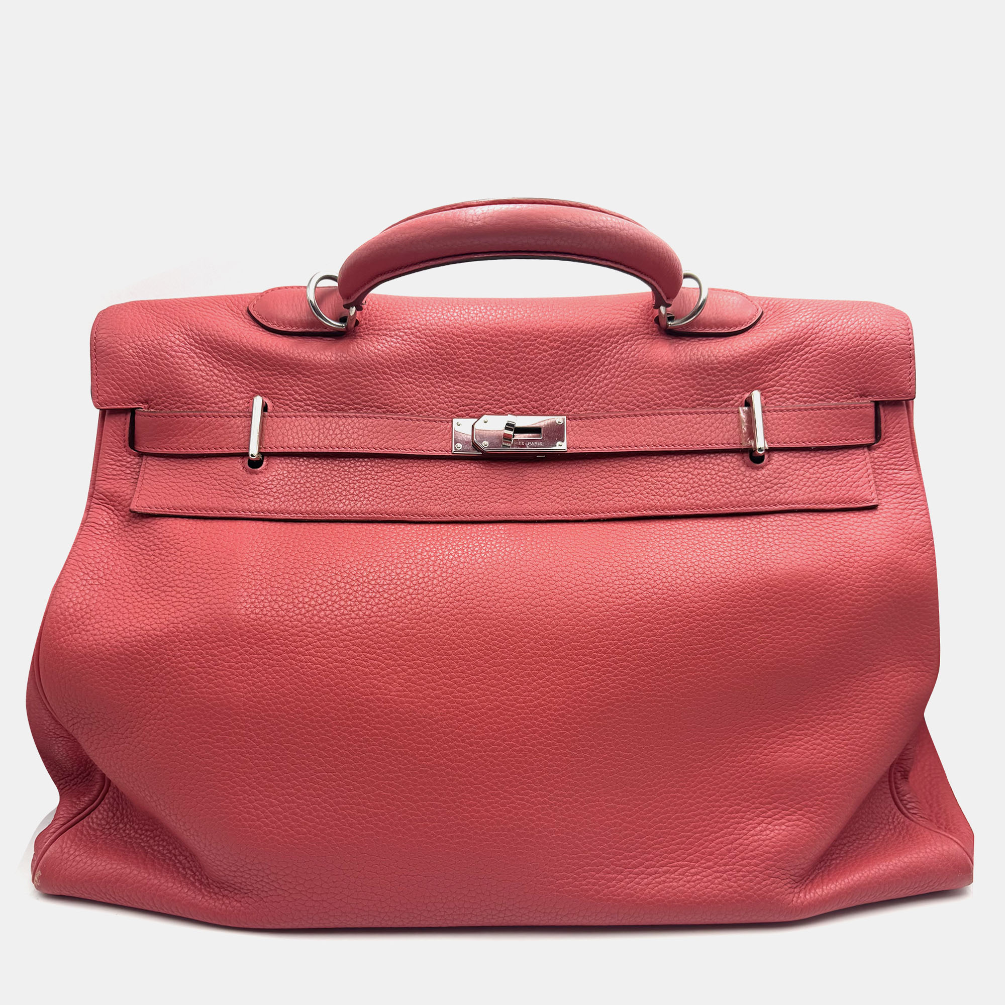 

Hermes Kelly Retourne 50 Red Togo Leather Silver Hardware Top Handle Bag