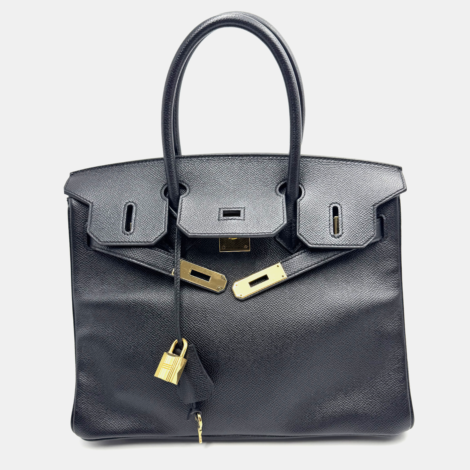 

Hermes Birkin 30 Black Leather Gold Hardware Tote Bag