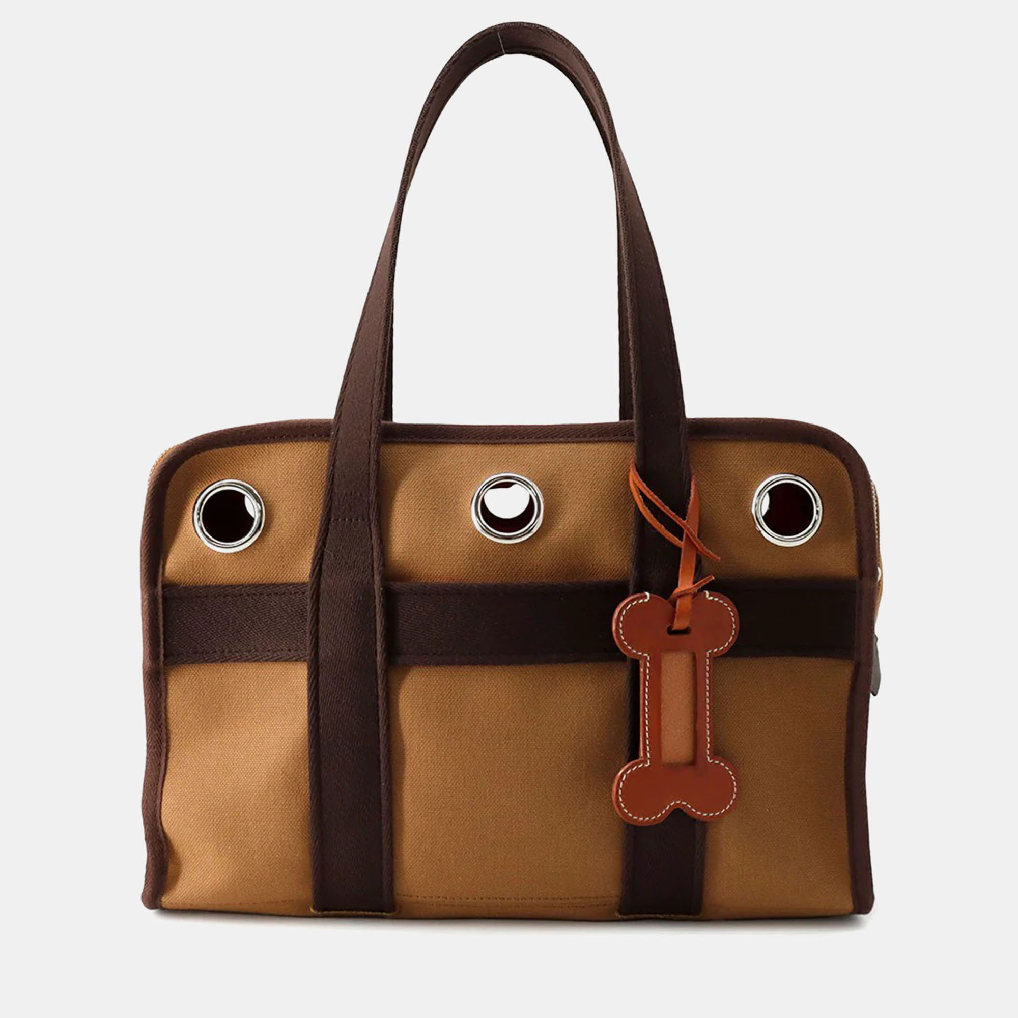

Hermes Dog Carrier Feu Toile H Canvas Bag, Brown