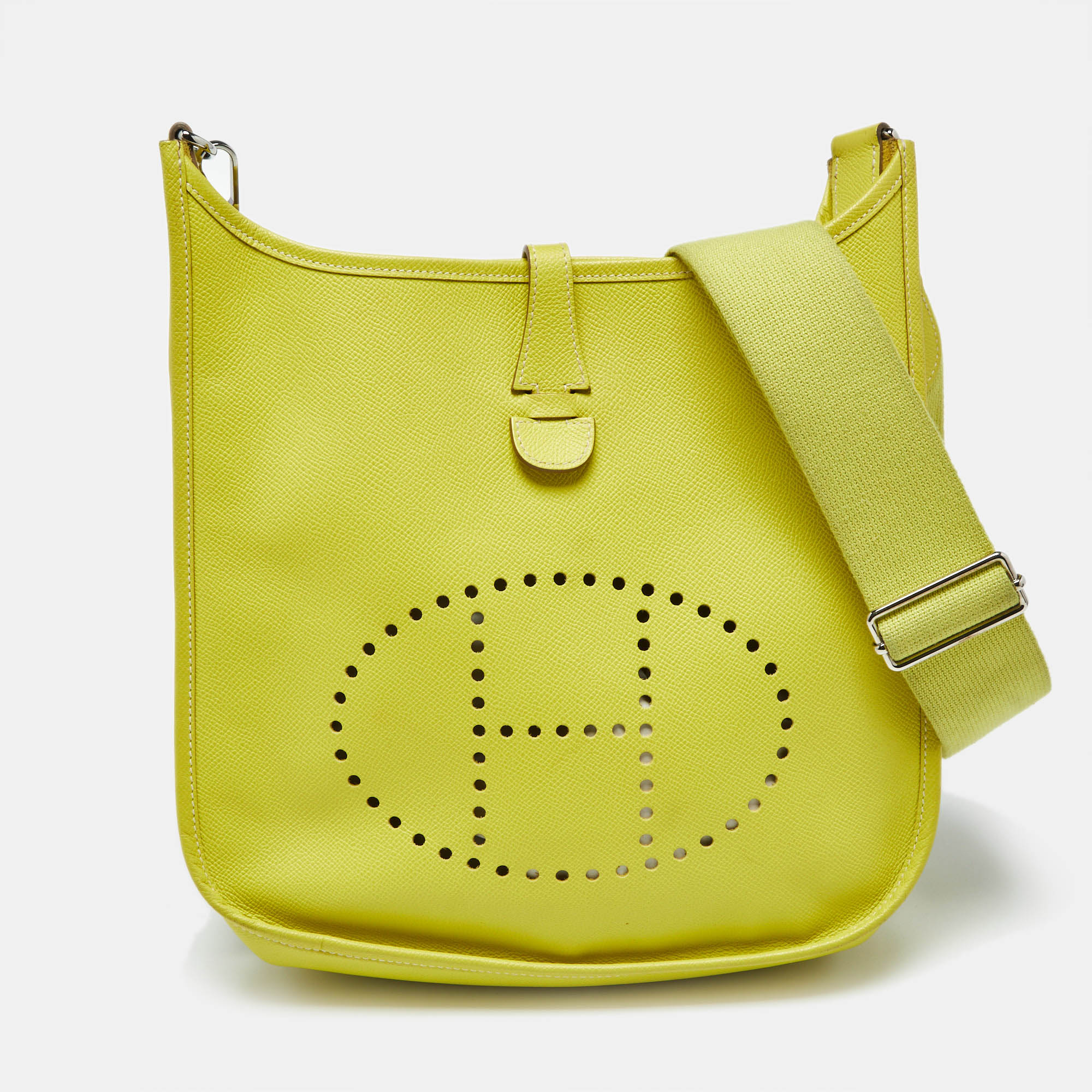 

Hermès Lime Epsom Leather Evelyne III PM Bag, Yellow
