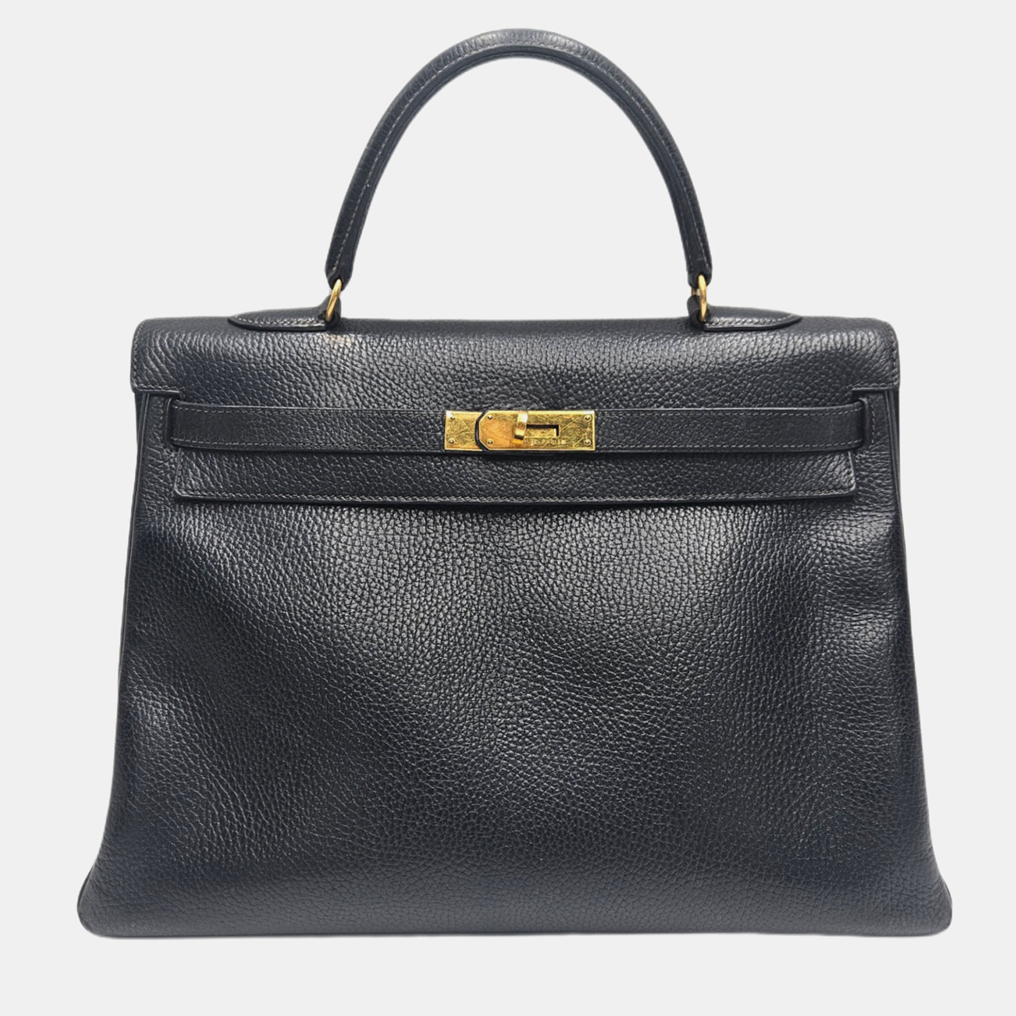 

Hermes Kelly 1992 Vintage Black Taurillion Clemence 35