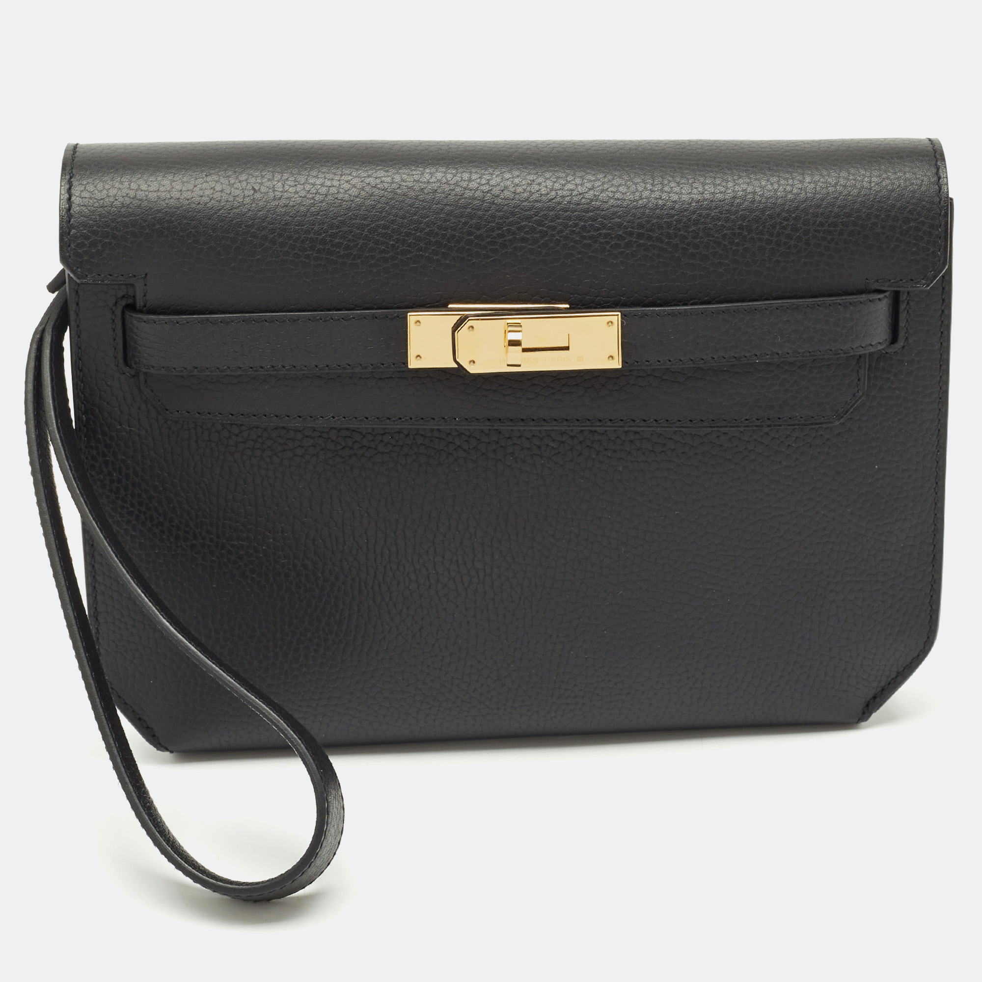 

Hermès Black Novillo Leather Kelly Depeches 25 Pouch