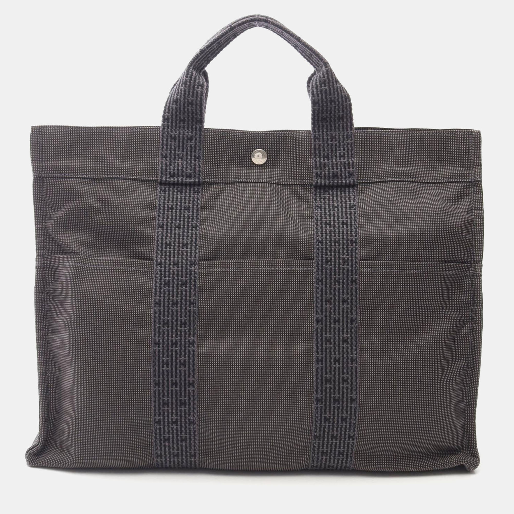

Hermes Herline MM Gray Nylon Canvas Tote Bag, Grey