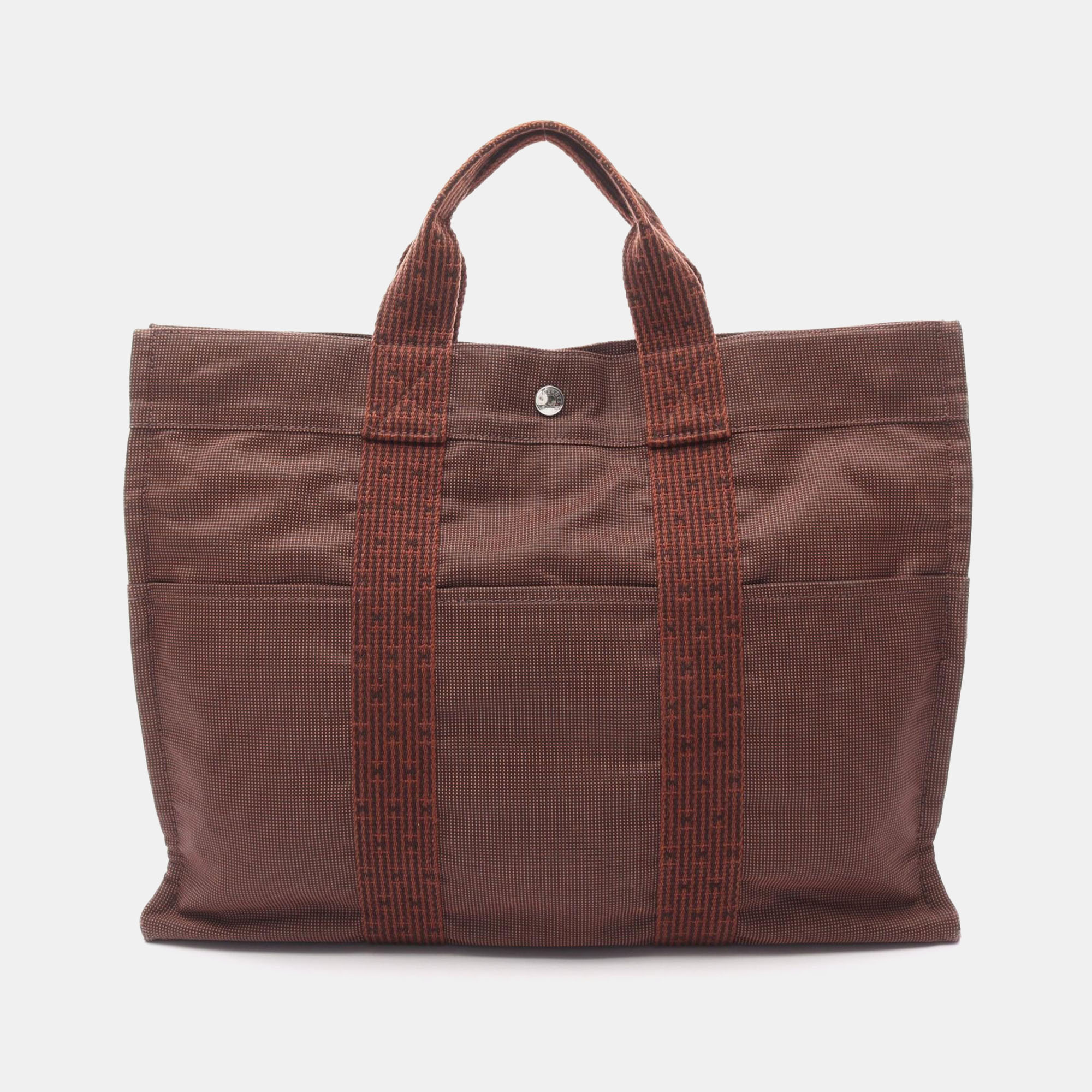 

Hermes Herline Mm Hand Tote Bag Nylon Canvas Brown Shw