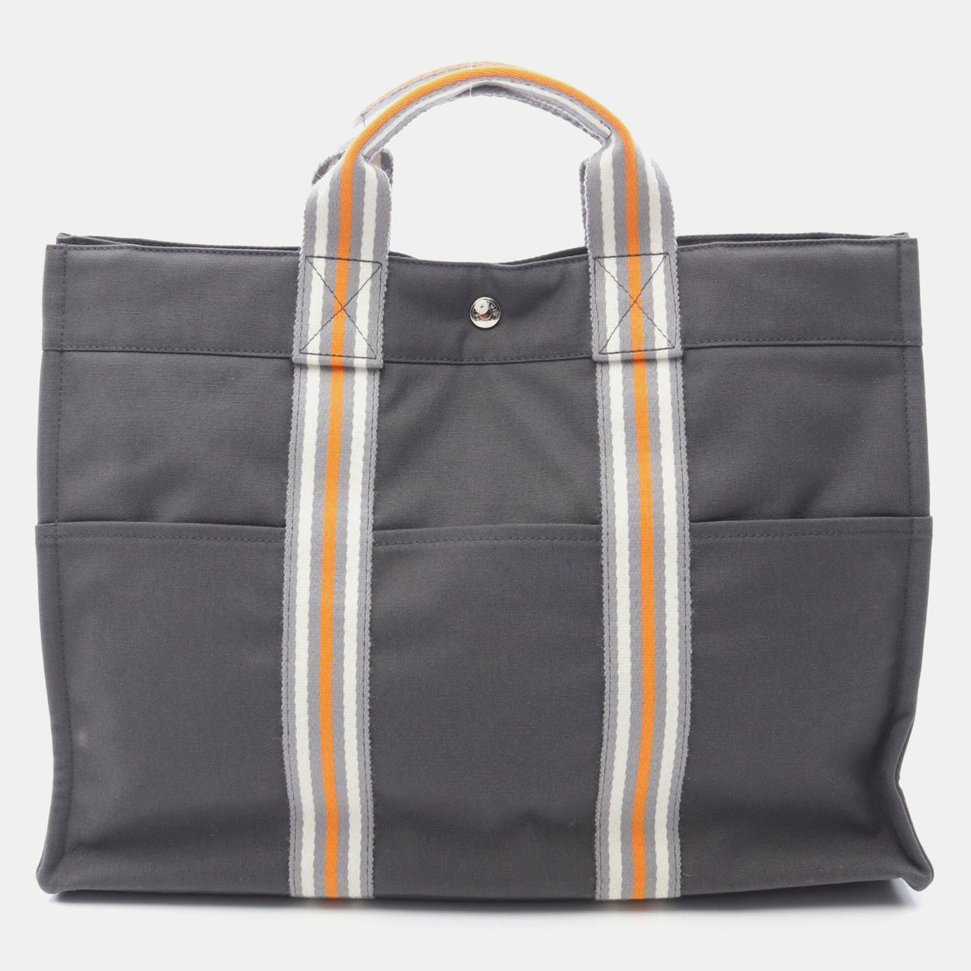 

Hermes Fourre Tout Mm Tote Hand Bag Canvas Gray White Orange White Shw, Multicolor