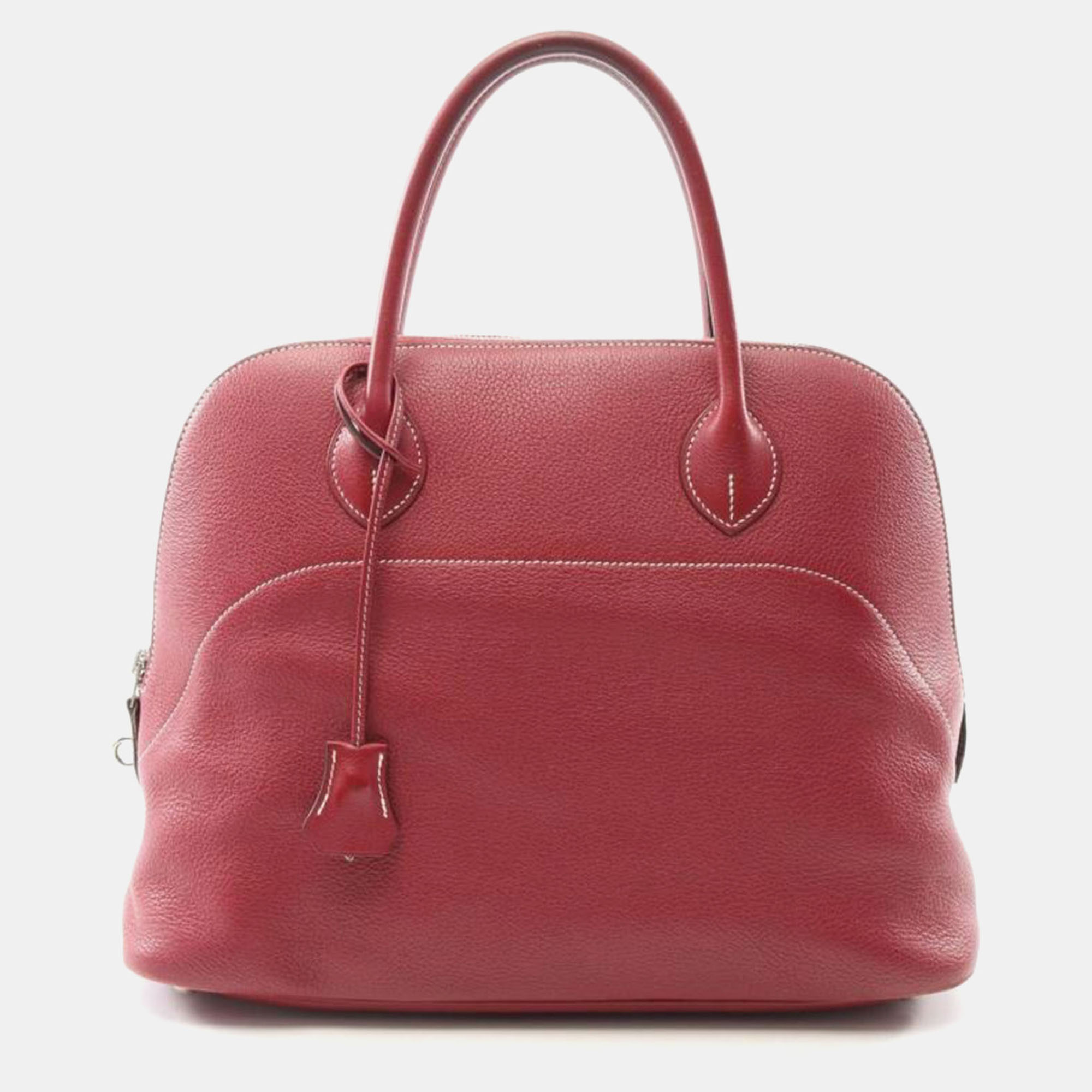 Pre-owned Hermes Bolide Relax 35 Rouge H Leather Bag In Brown