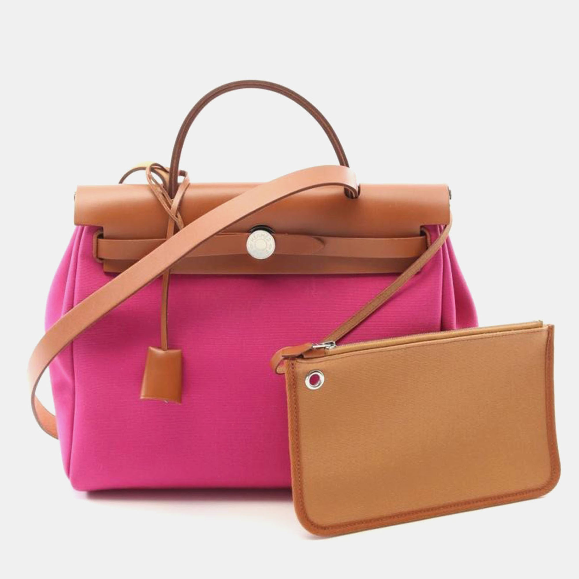 

Hermes Herbag PM Brown Pink Canvas Shoulder Bag