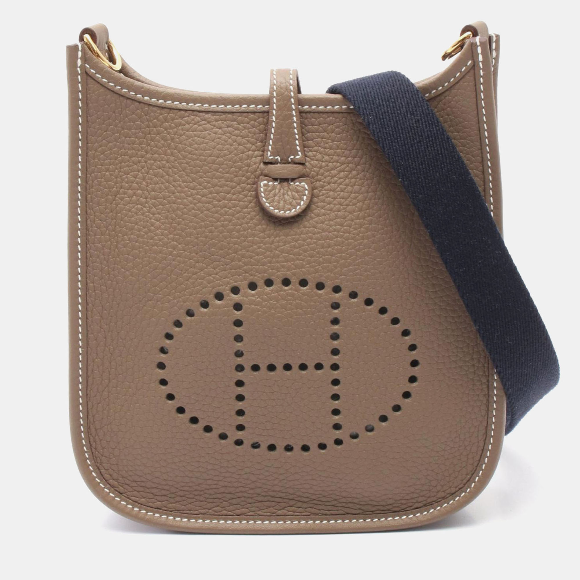 

Hermes Evelyne TPM Brown Etoupe Taurillon Clemence Shoulder Bag