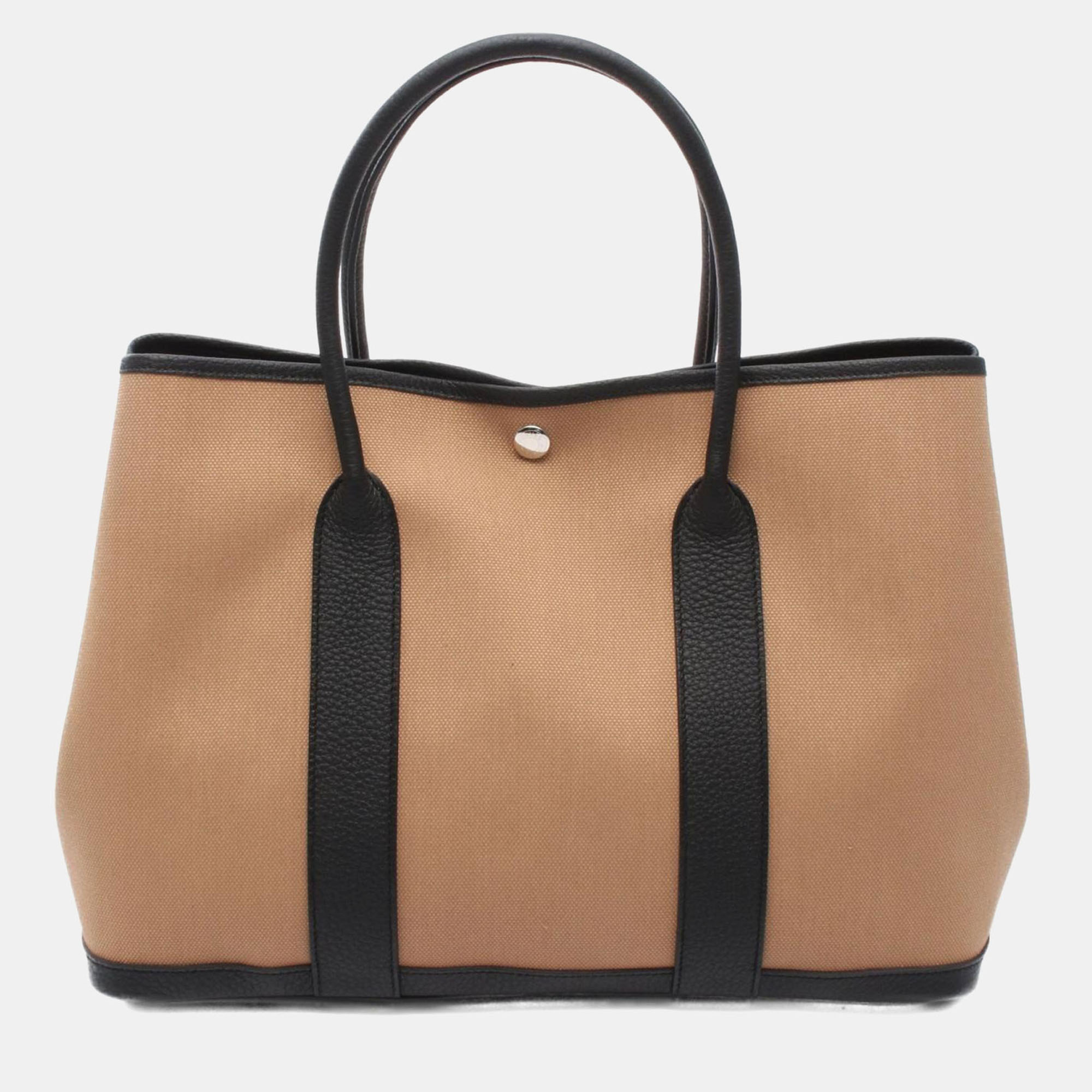 

Hermes Garden Party PM Brown Black Toile Military Negonda Tote Bag