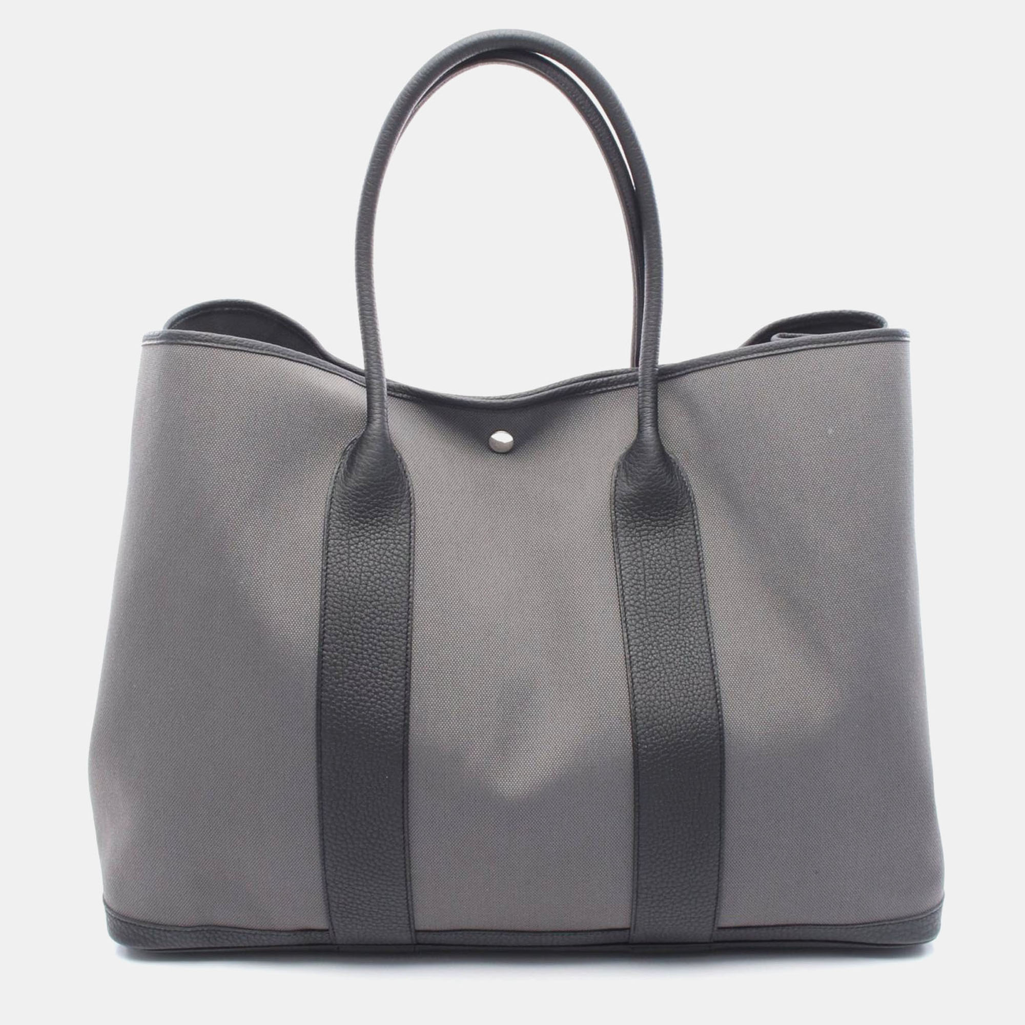 

Hermes Garden Party GM Grey Toile Military Negonda Tote Bag