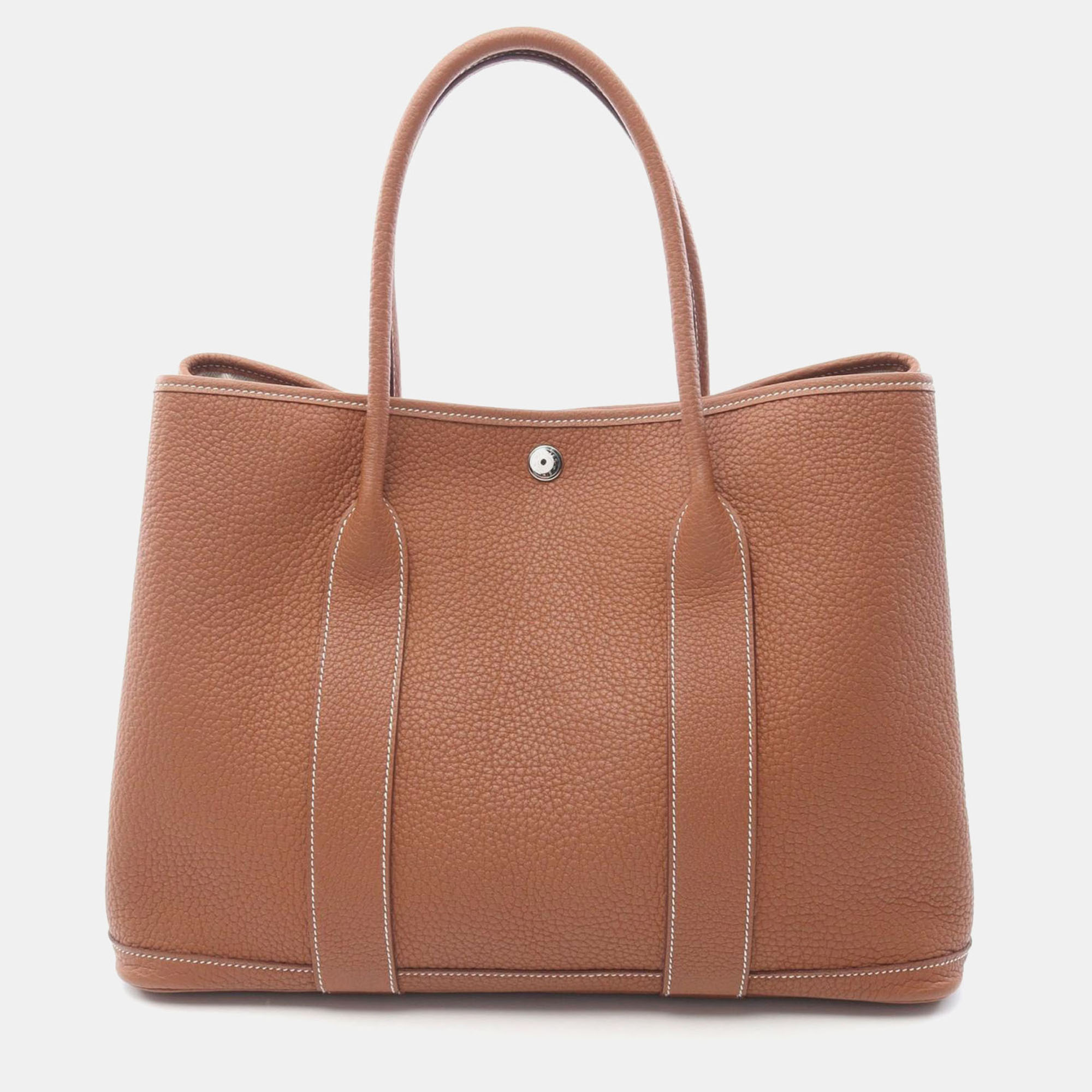 

Hermes Garden Party PM Brown Gold Negonda Leather Tote Bag