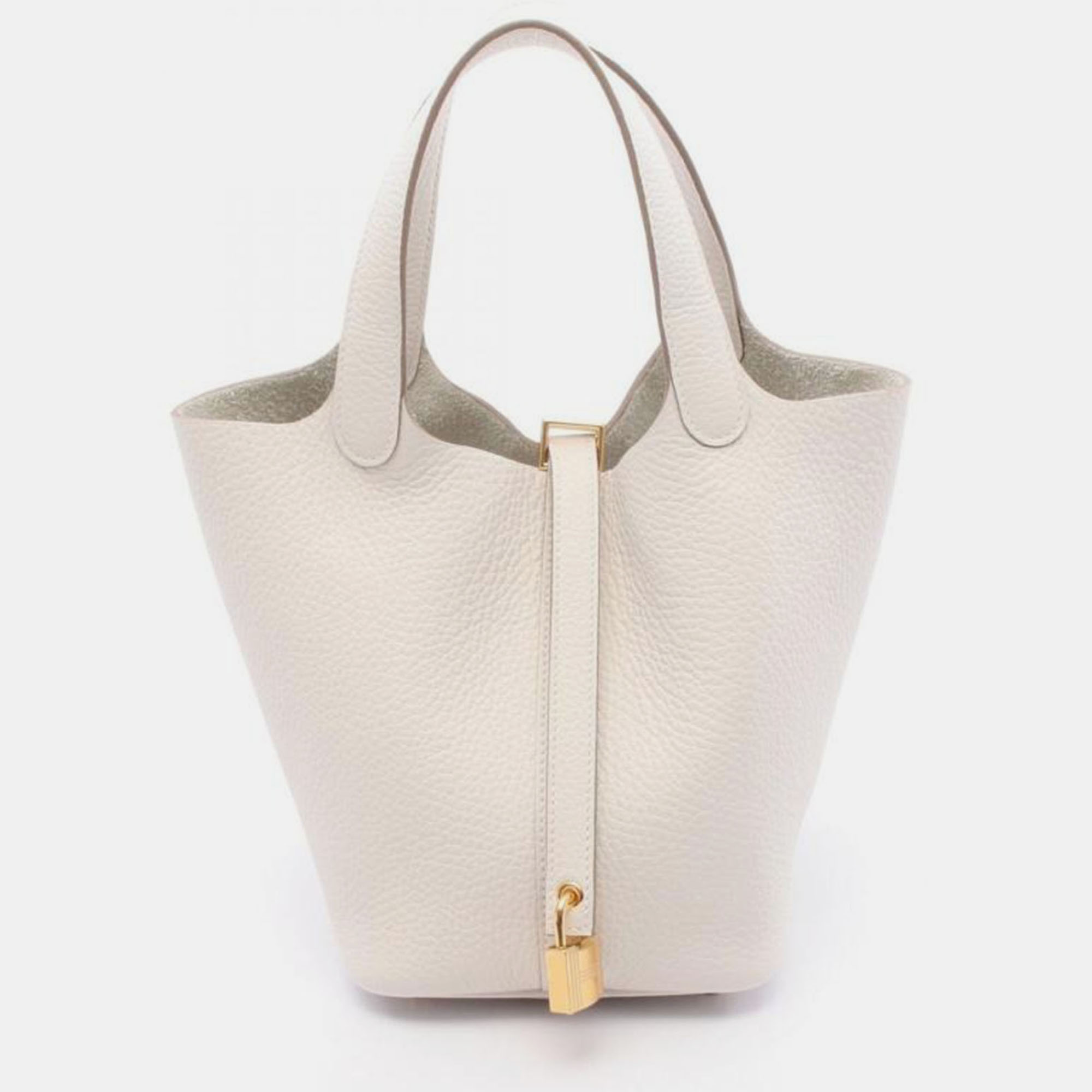 

Hermes Picotin Lock Griper Leather Bucket Bag, White