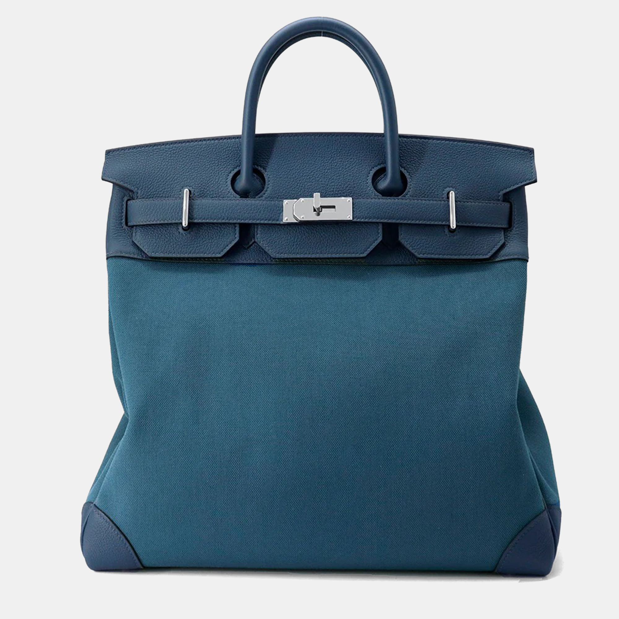 Pre-owned Hermes Haut A Courroies 40 Vertbosphore/blue Toilet Military Evercolor Bag