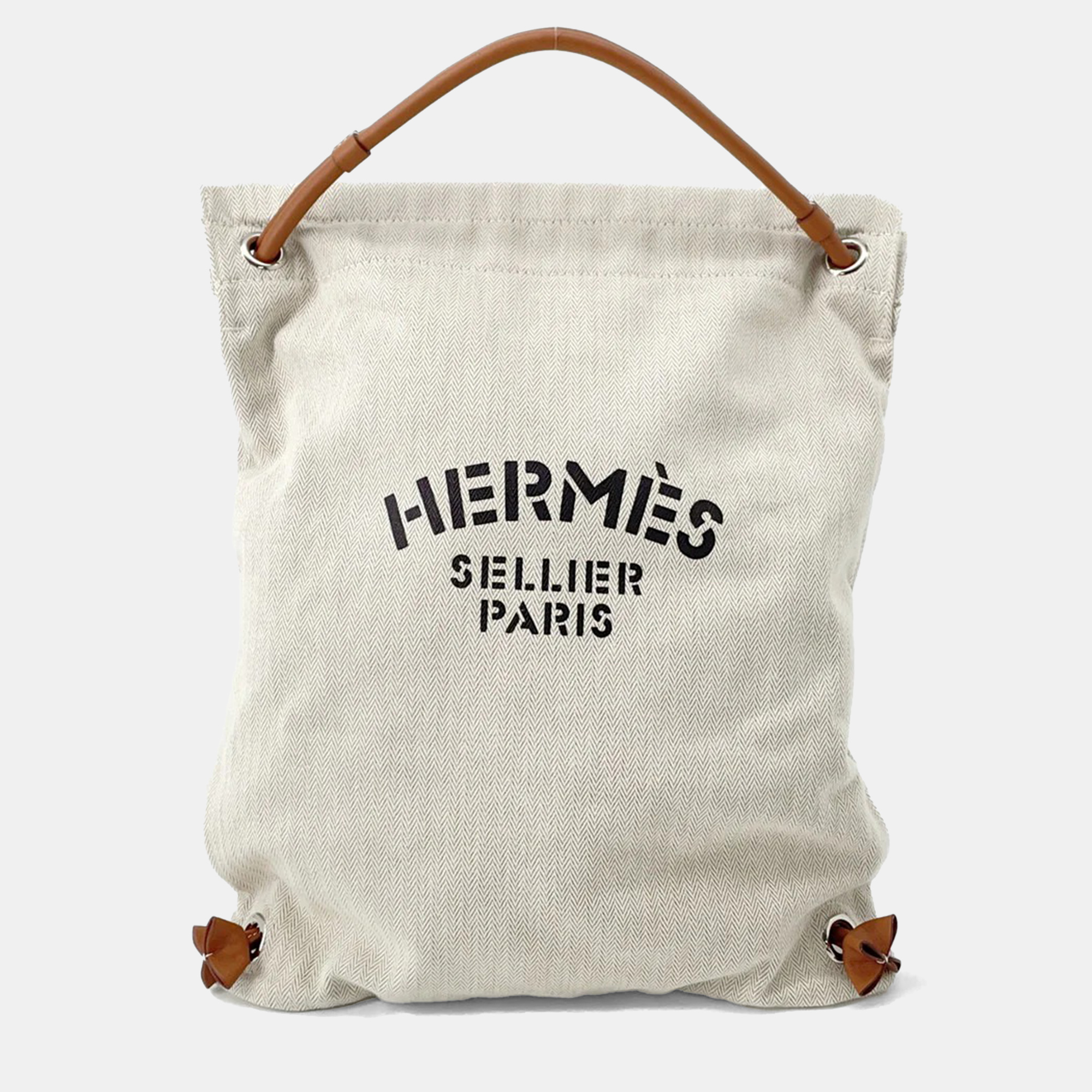 

Hermes Aline Backpack Beige/Natural Toile Chevrons Barenia Leather