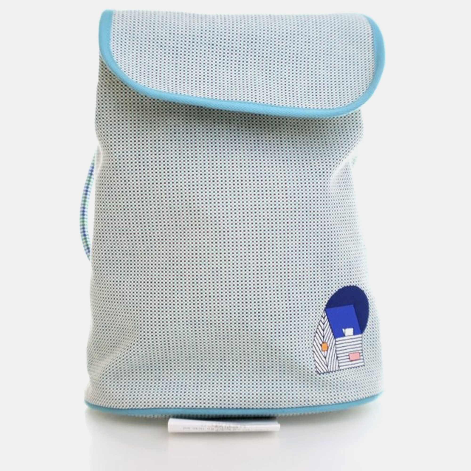 

Hermes Les Cabanes Marine H Canvas Backpack, Blue