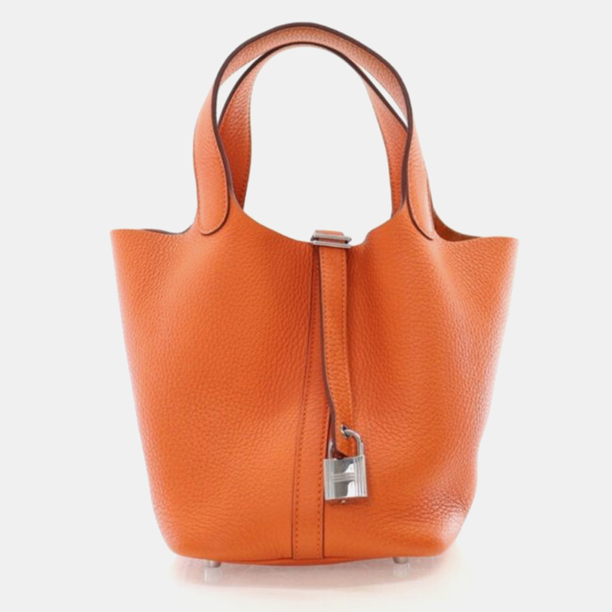 

Hermes Picotin Lock 18 Orange Togo Leather Bucket Bag