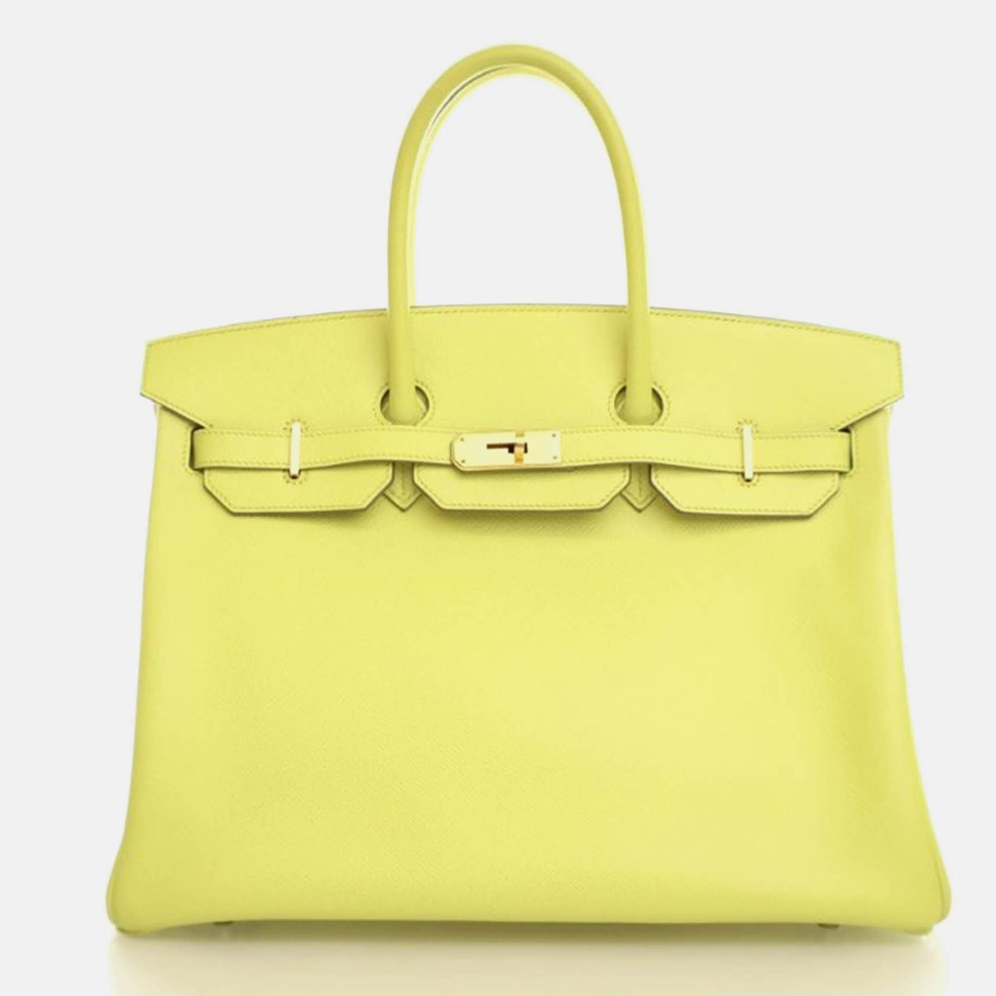 

Hermes Birkin 35 Yellow Epsom Leather Tote Bag