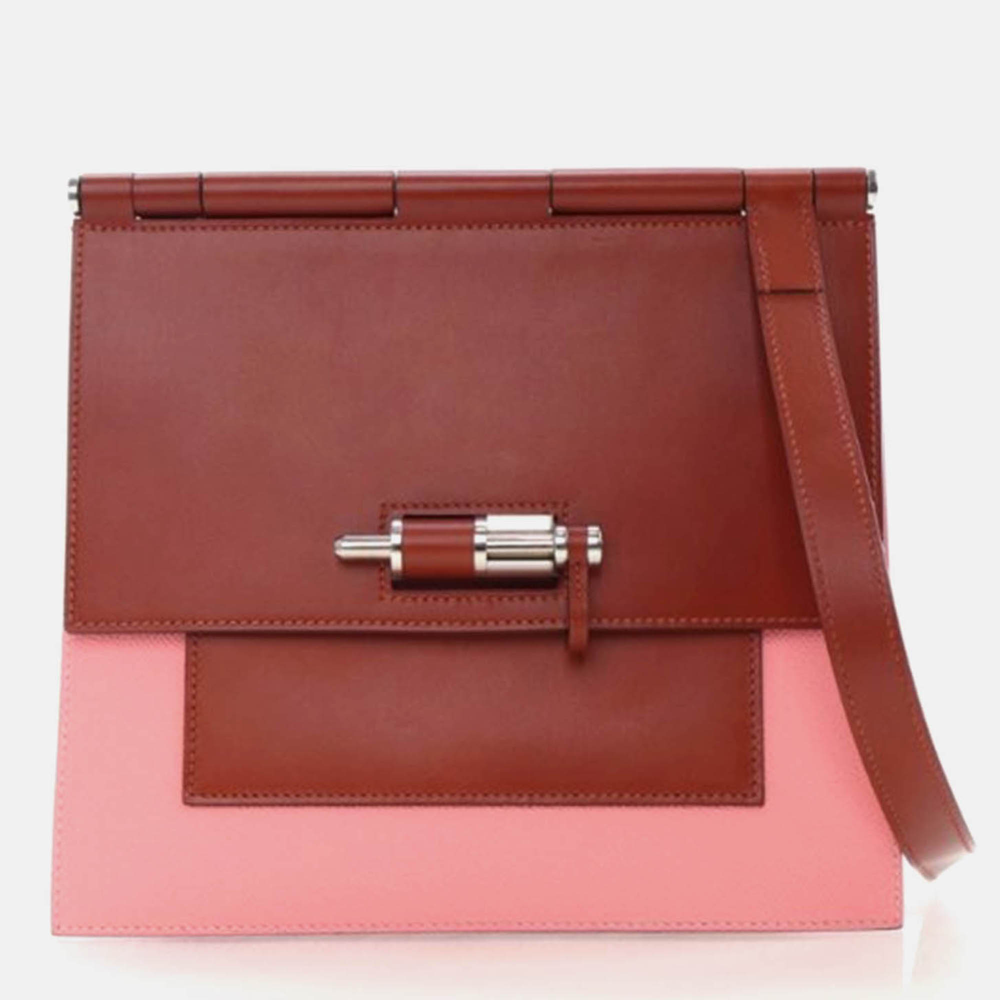 

Hermes Sacabar 24 Rose Lipstick Sienne Epsom Swift Leather Shoulder Bag, Multicolor