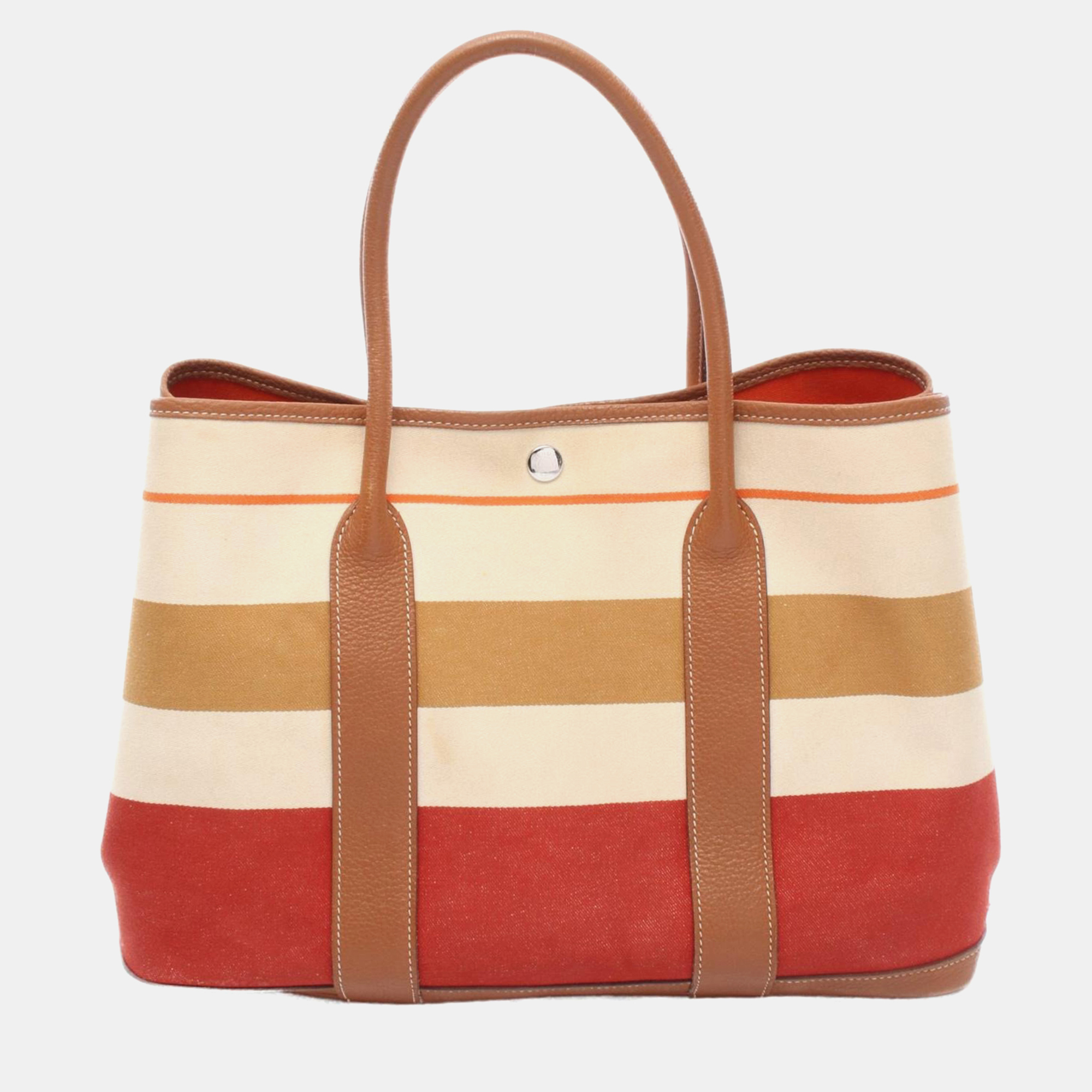 

Hermes Garden Party PM Beige Brown Leather Toransat Locabal Tote Bag