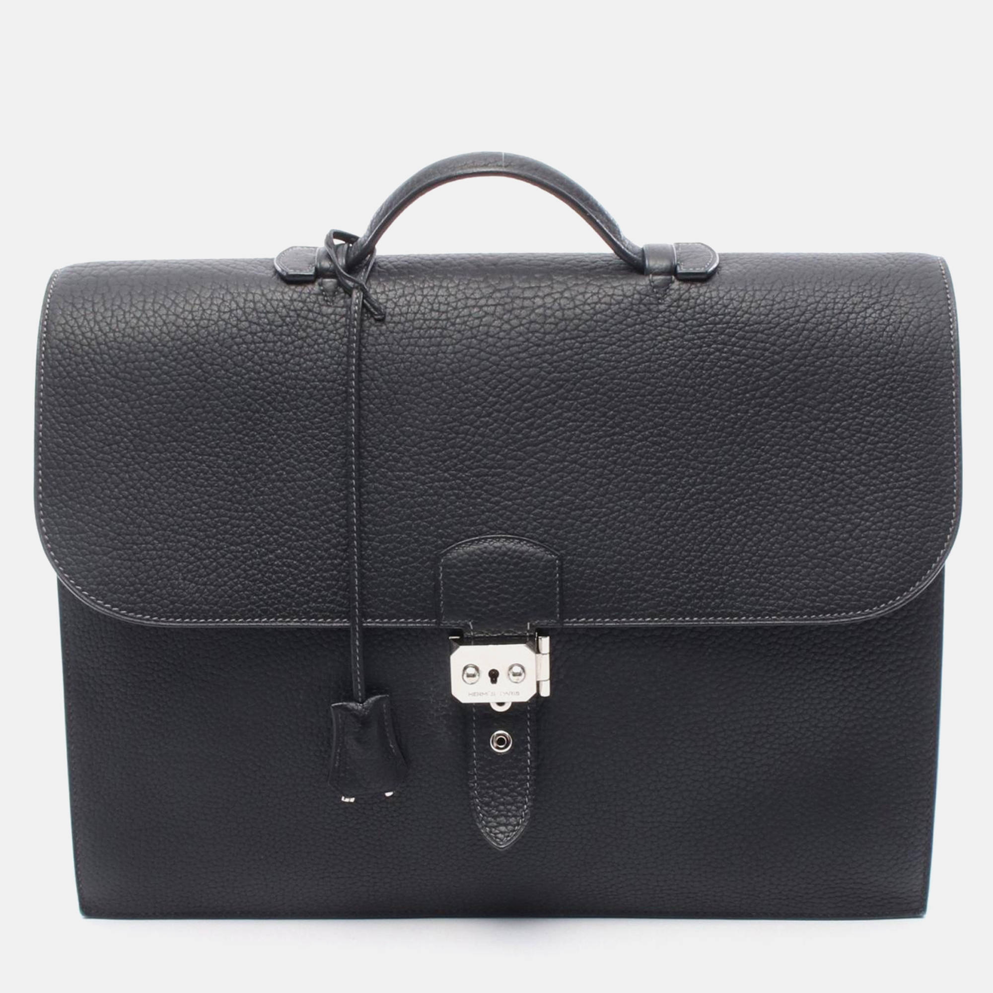 

Hermes Sac a Depeches 38 Navy Blue Fjord Leather Business Bag