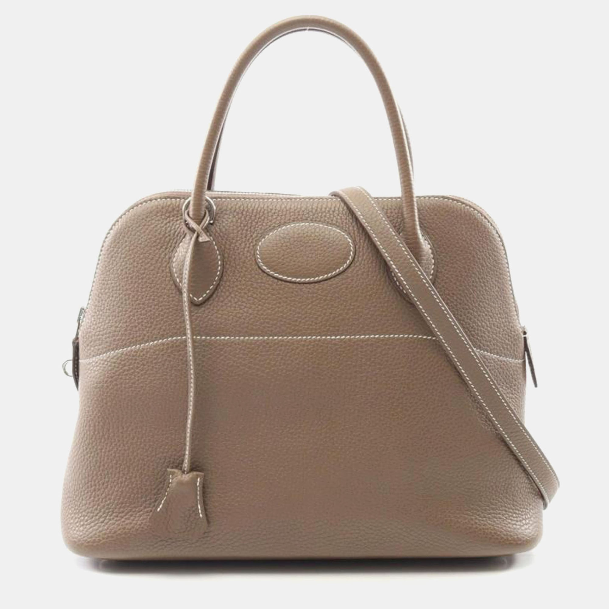 

Hermes Bolide 31 Etoupe Taurillon Clemence Leather Top Handle Bag, Brown