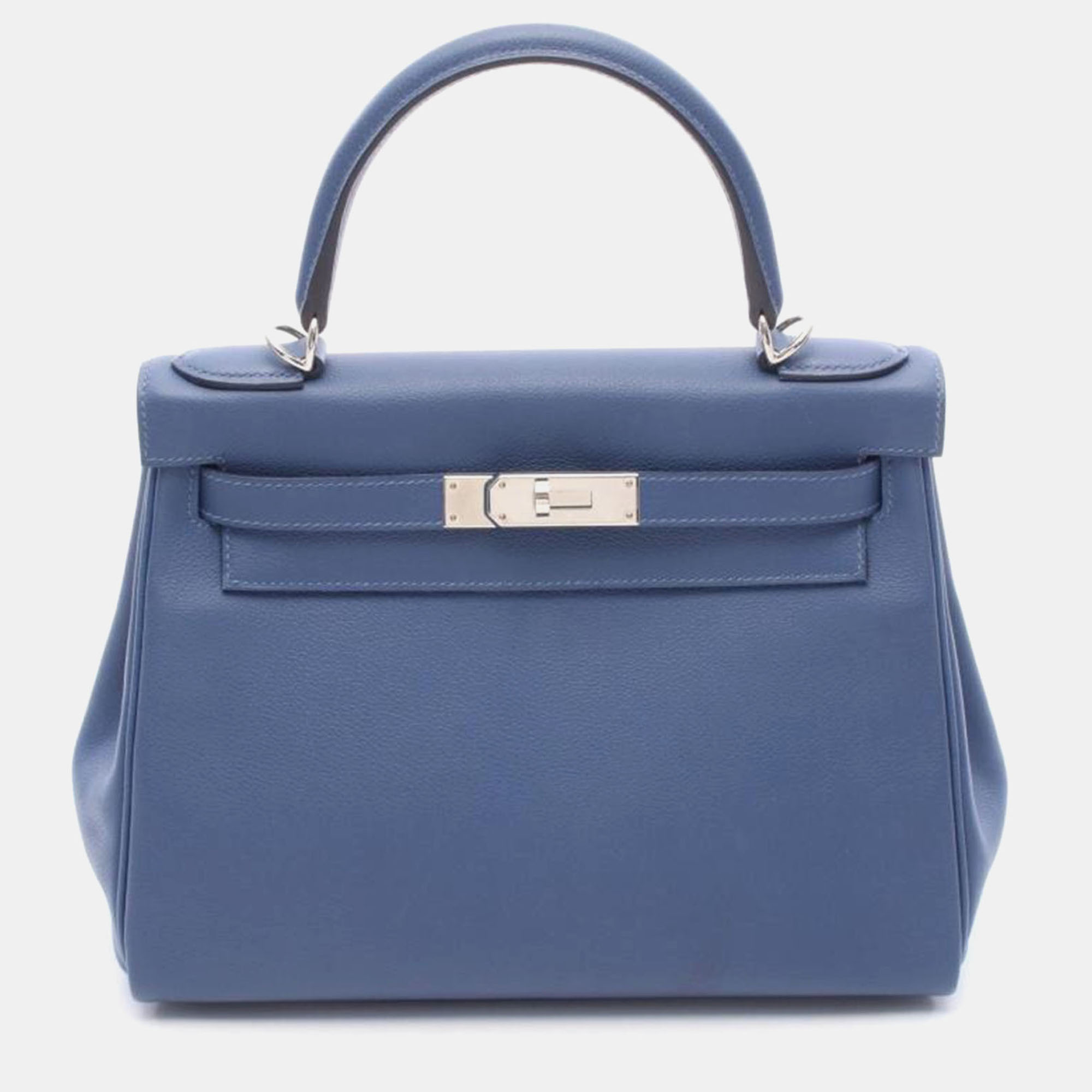 

Hermes Kelly 28 Verso Blue Tempete Capucine Bag