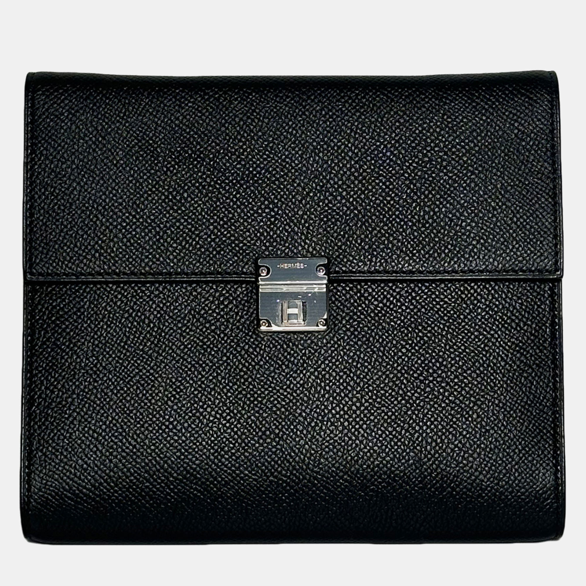 

Hermes Portefeuille-Sac Clic 16 Veau Epsom 89 Noir in PHW, Black