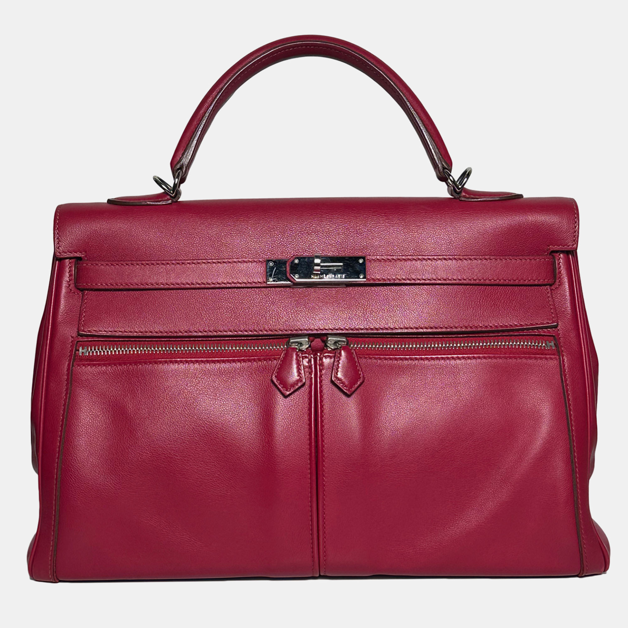 

Hermes Kelly Lakis 35 Rubi Swift in PHW, Red