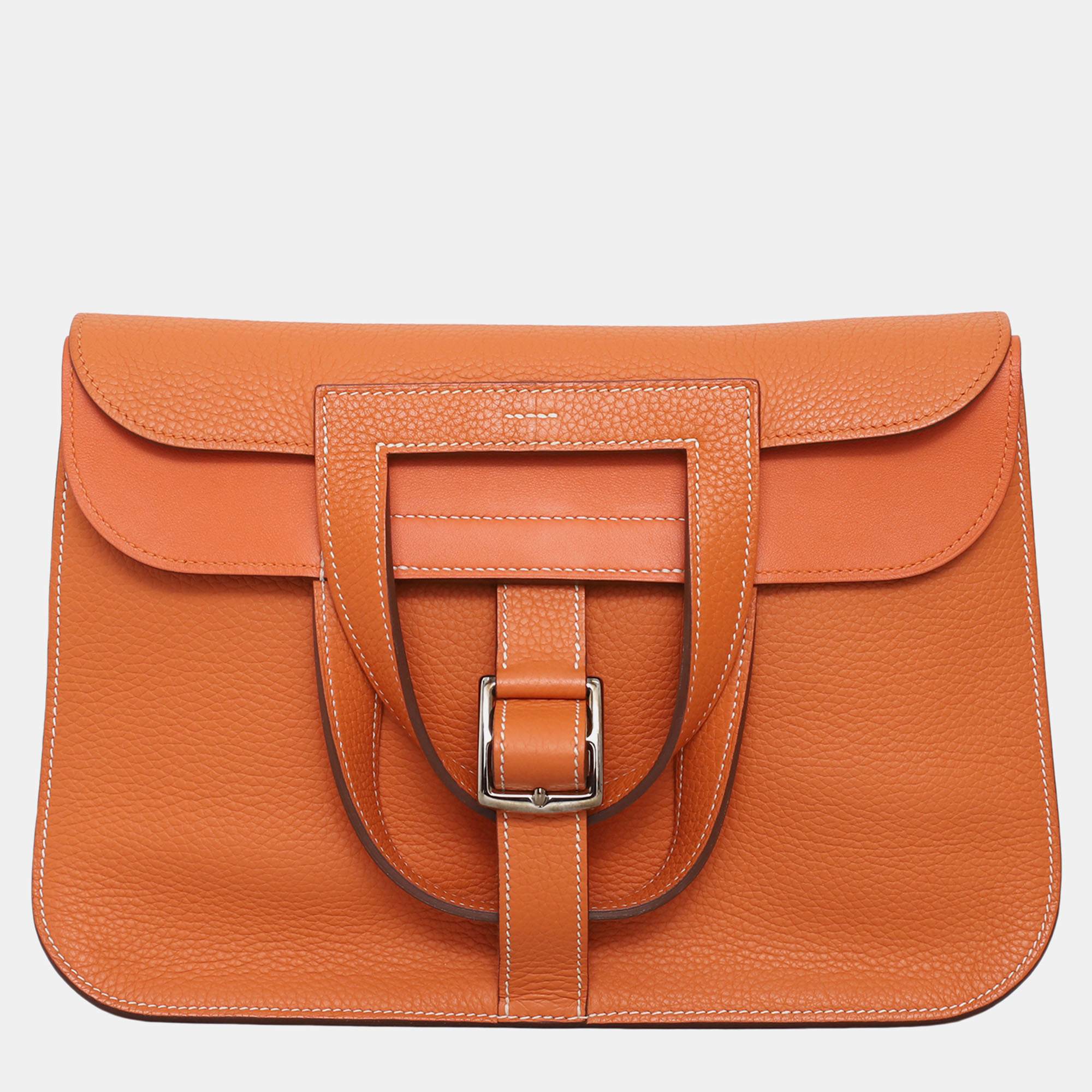 

Hermes Halzan 31 Orange Clemence Leather Bag