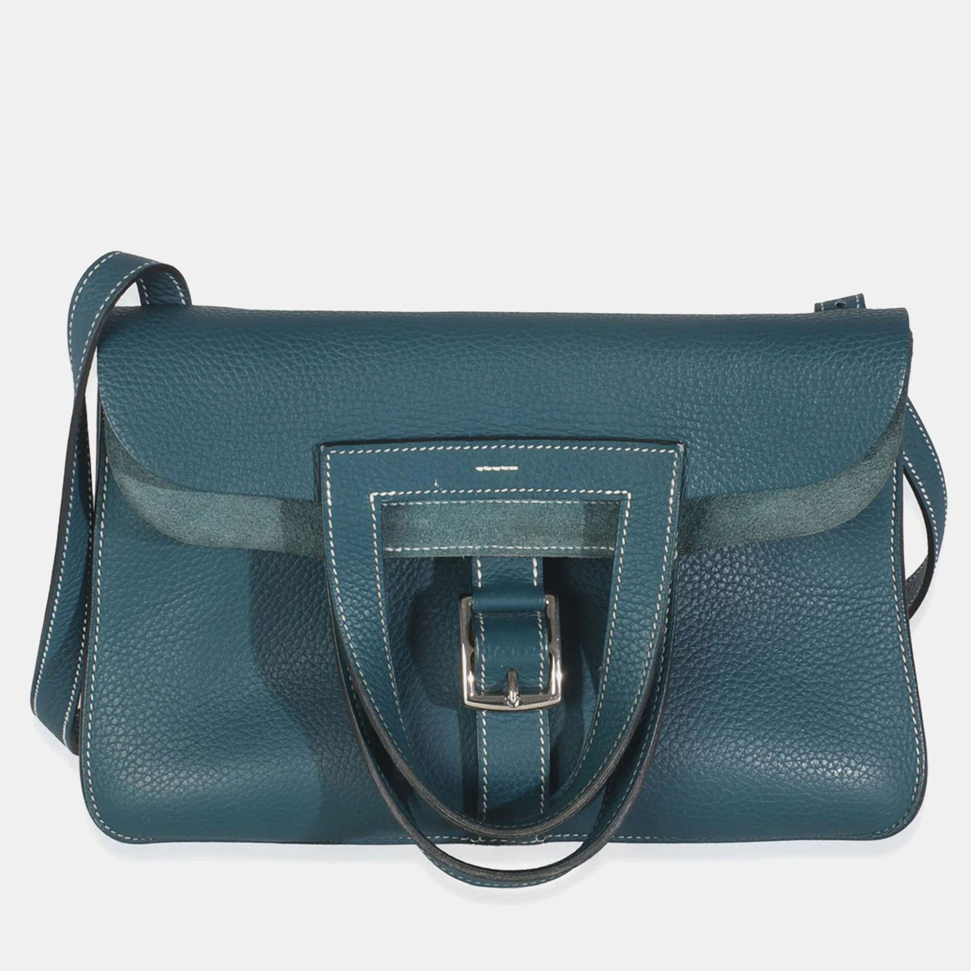 Pre-owned Hermes Colvert Clemence Halzan 31 Bag Phw In Blue