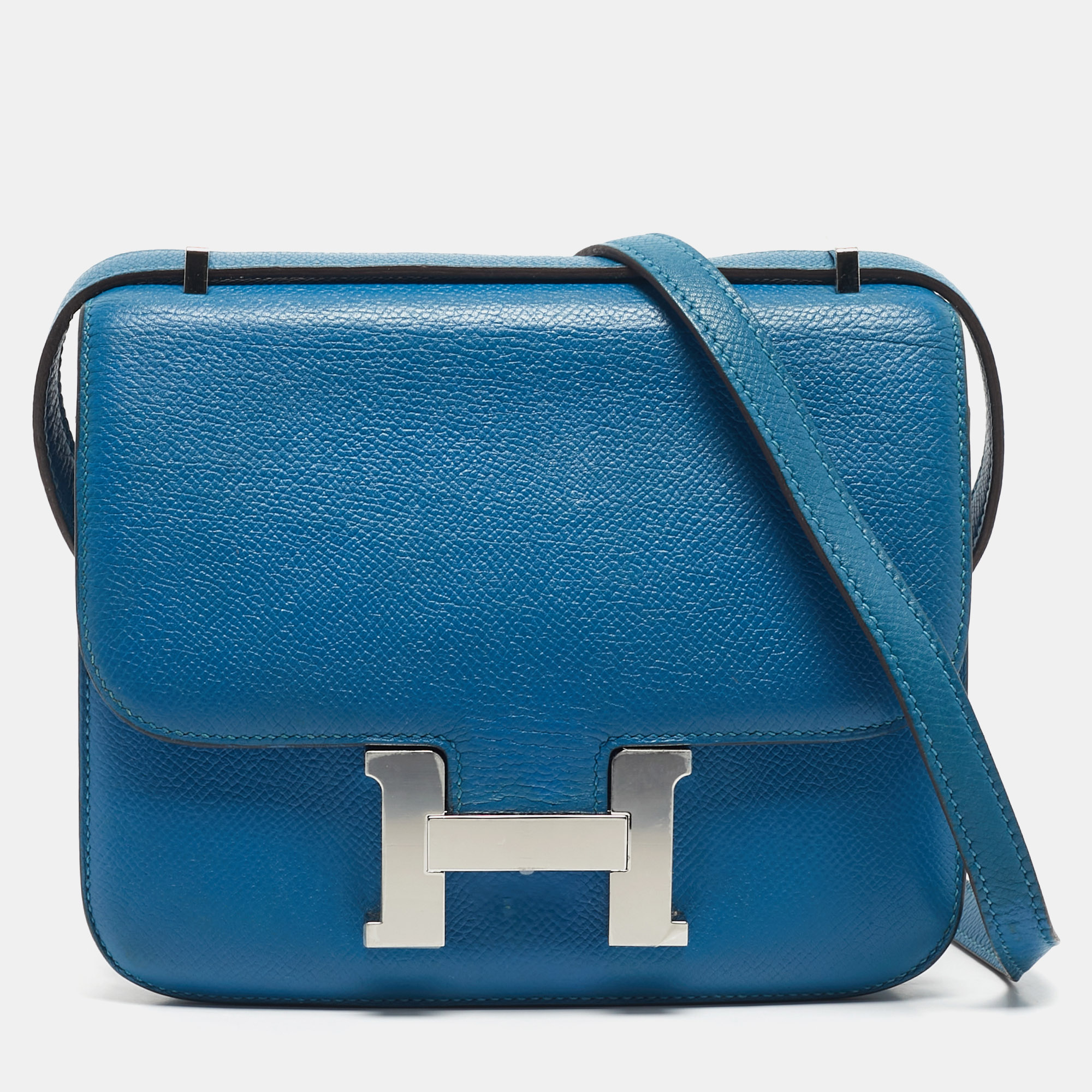 

Hermes Mykonos Epsom Leather Palladium Finish Constance 18 Mini Bag, Blue