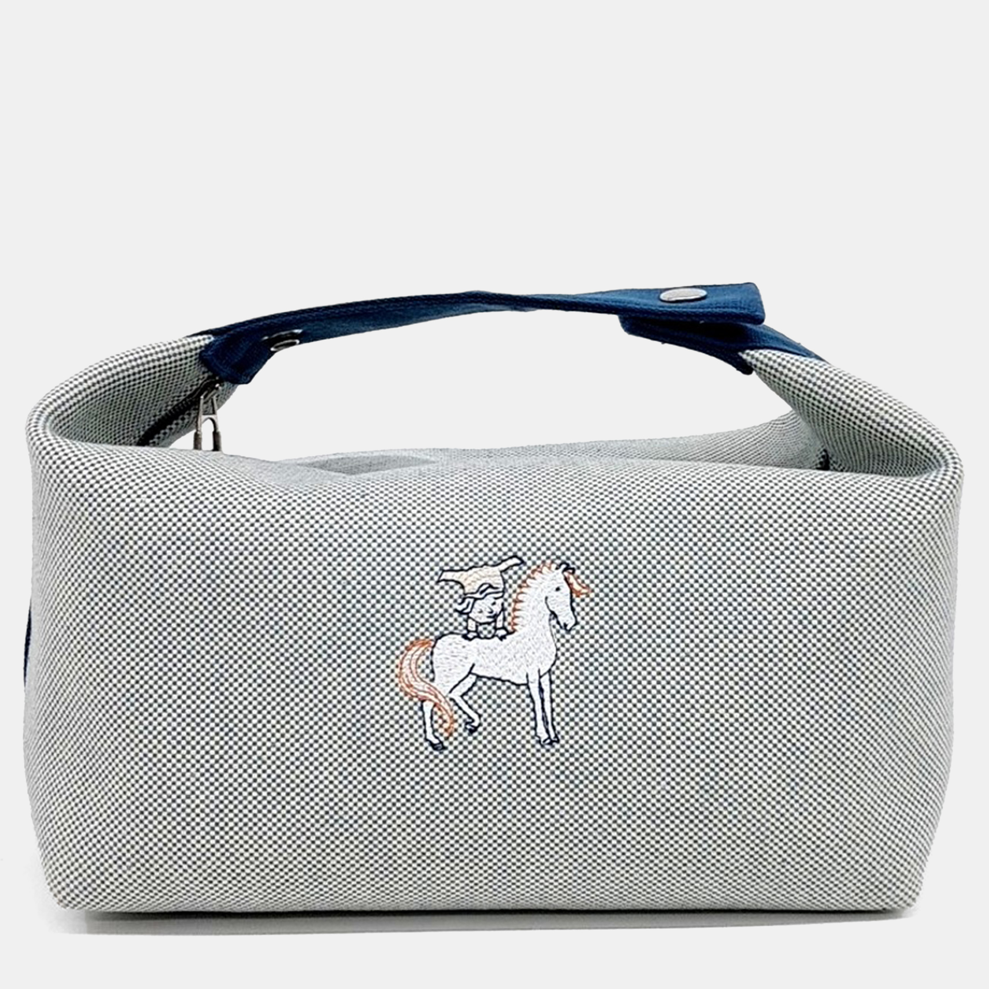 Pre-owned Hermes Grey Fabric Cabriolet Bride A Brac Case In Gray
