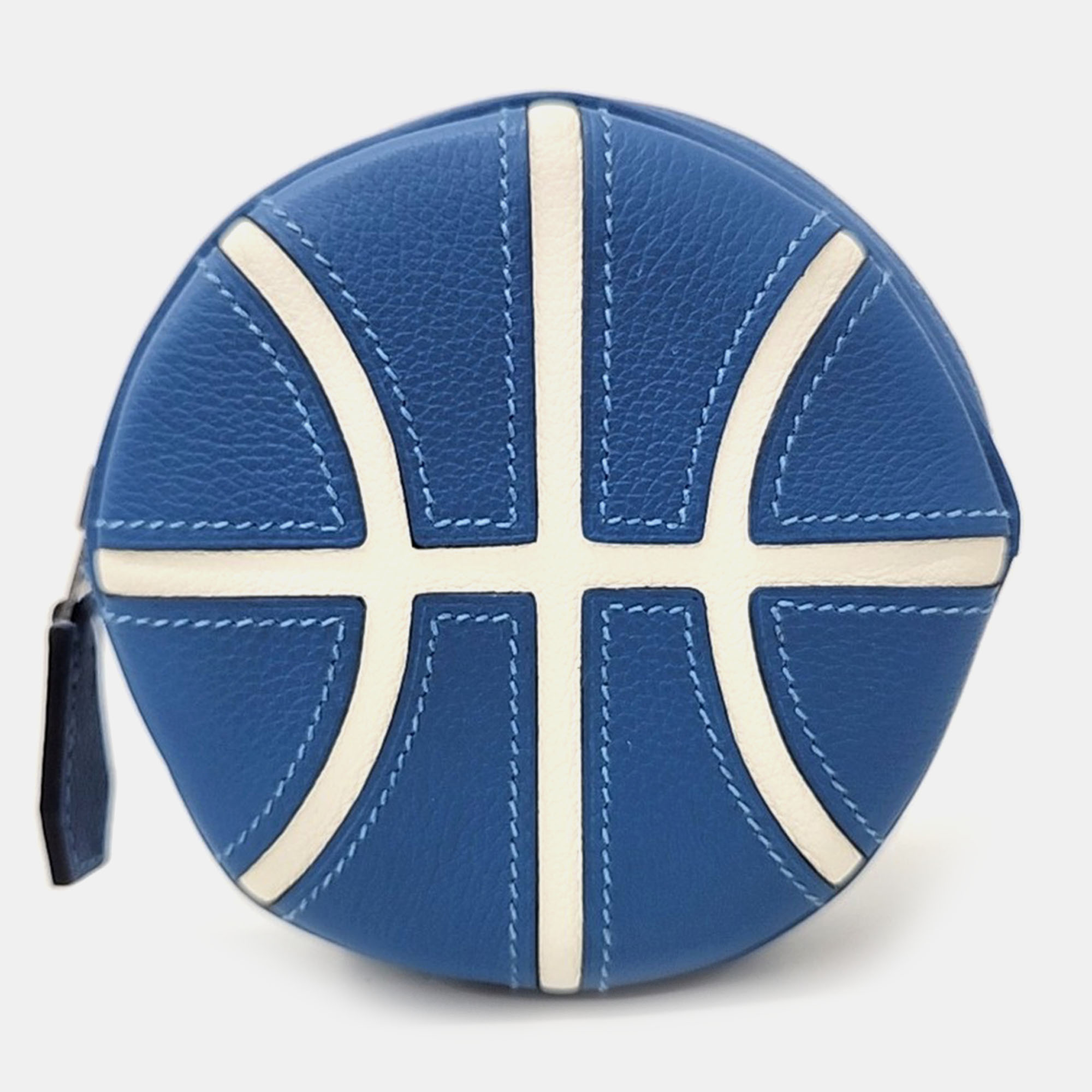 

Hermes Blue Leather Basketball Pouch
