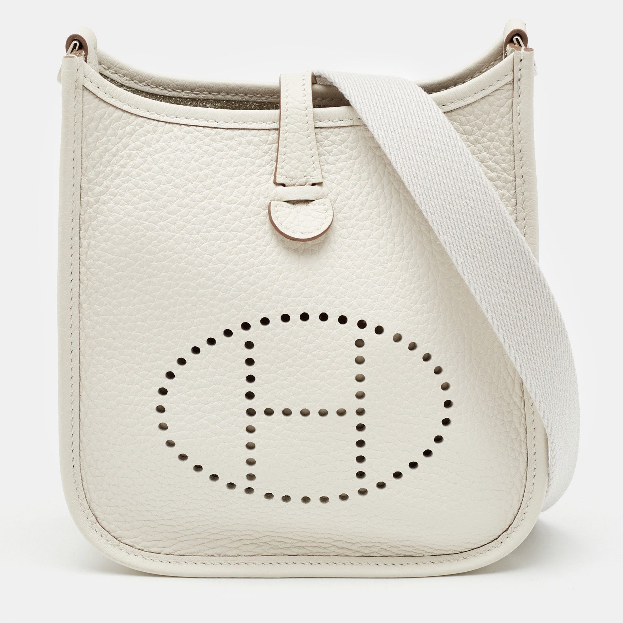 

Hermès Gris Pale Taurillon Clemence Leather Evelyne TPM Bag, White
