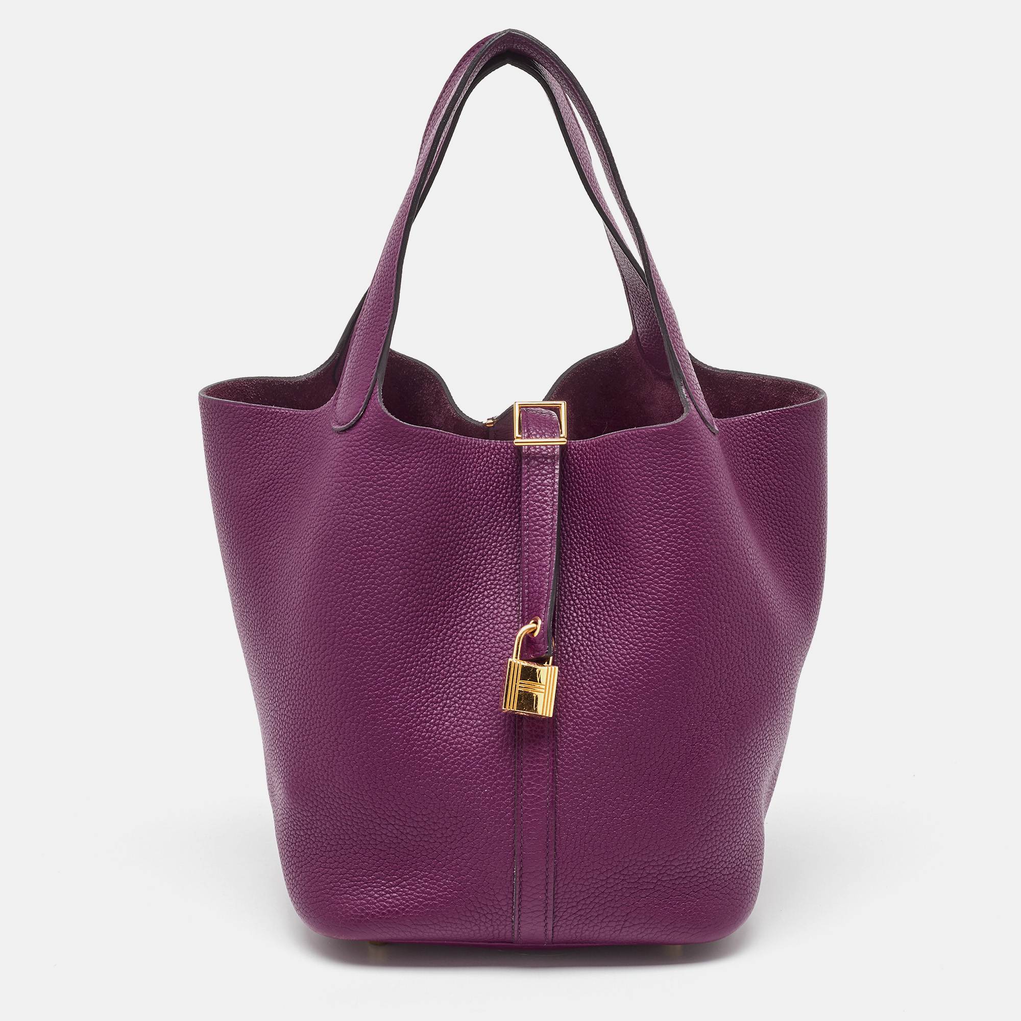 

Hermes Anemone Taurillon Maurice Leather Gold Finish Picotin Lock 22 Bag, Pink