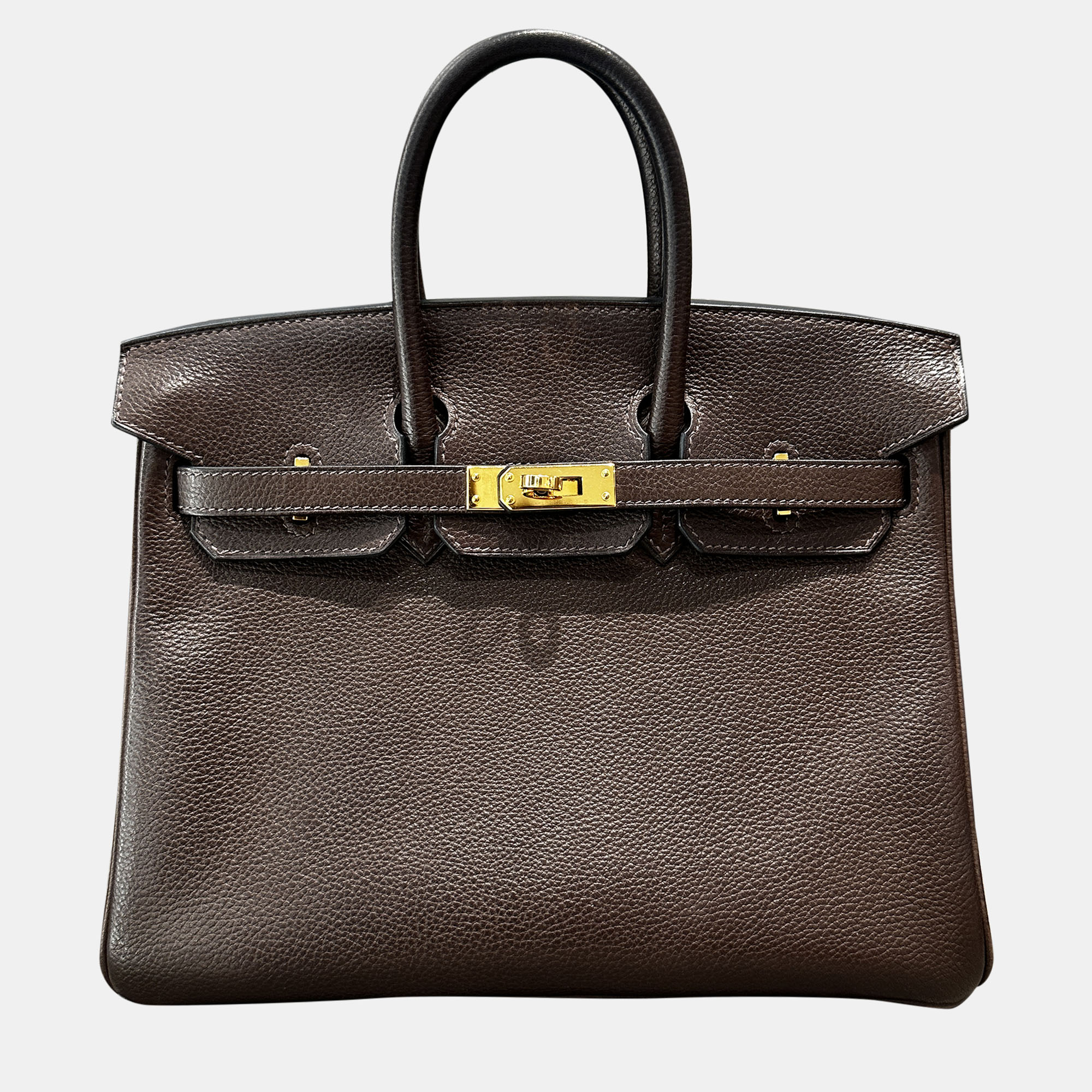 

Hermes Birkin 25 Ebony Brown Saddle Leather Tote Bag