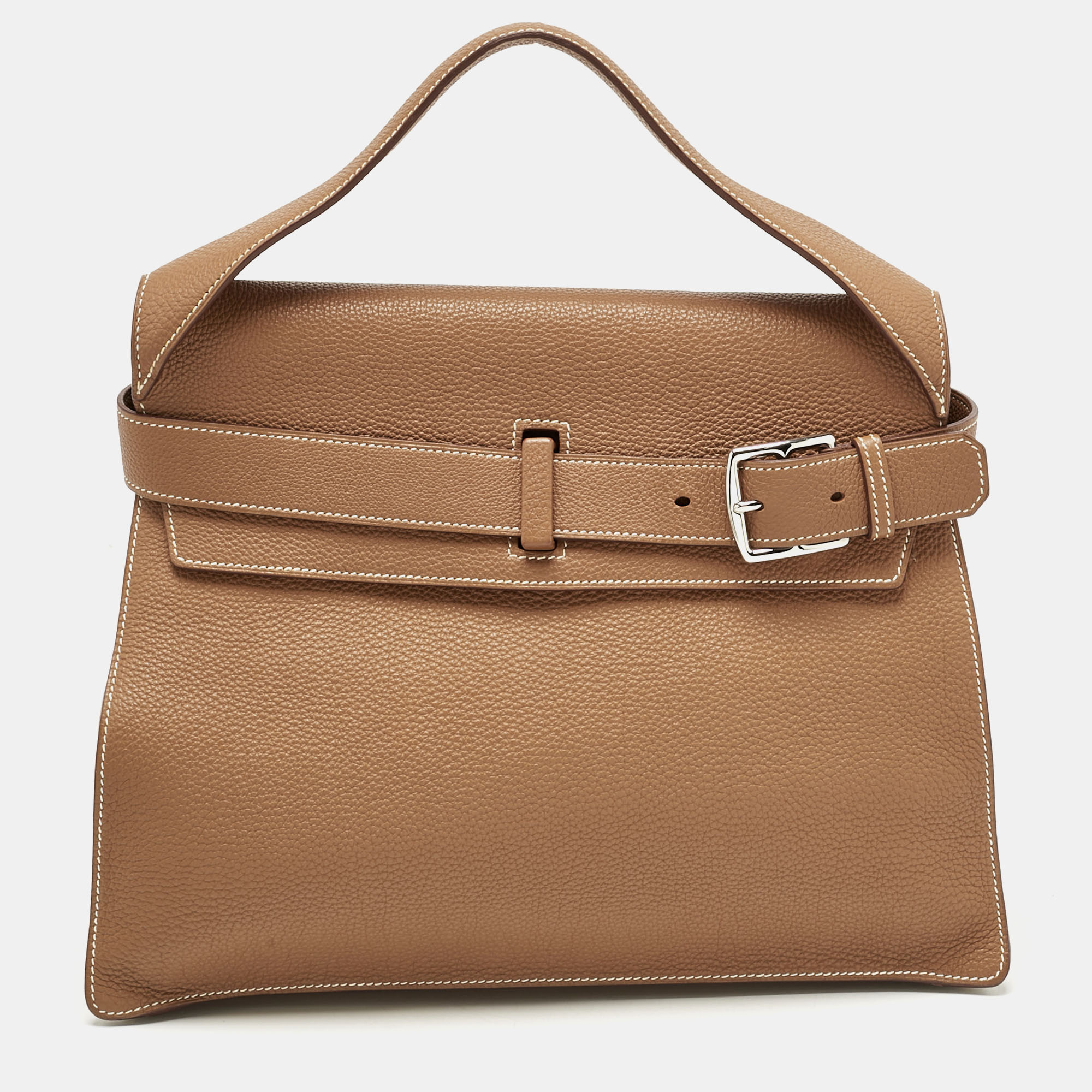Pre-owned Hermes Gold Togo Leather Palladium Finished Eribelt Bag In Brown