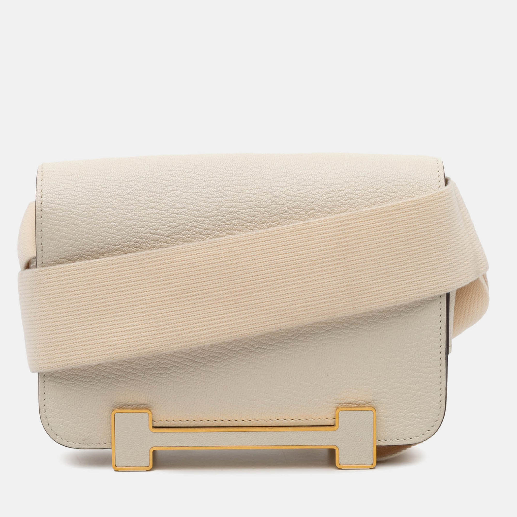 

Hermes Geta Nata Chevre Mysore Leather Shoulder Bag, Cream