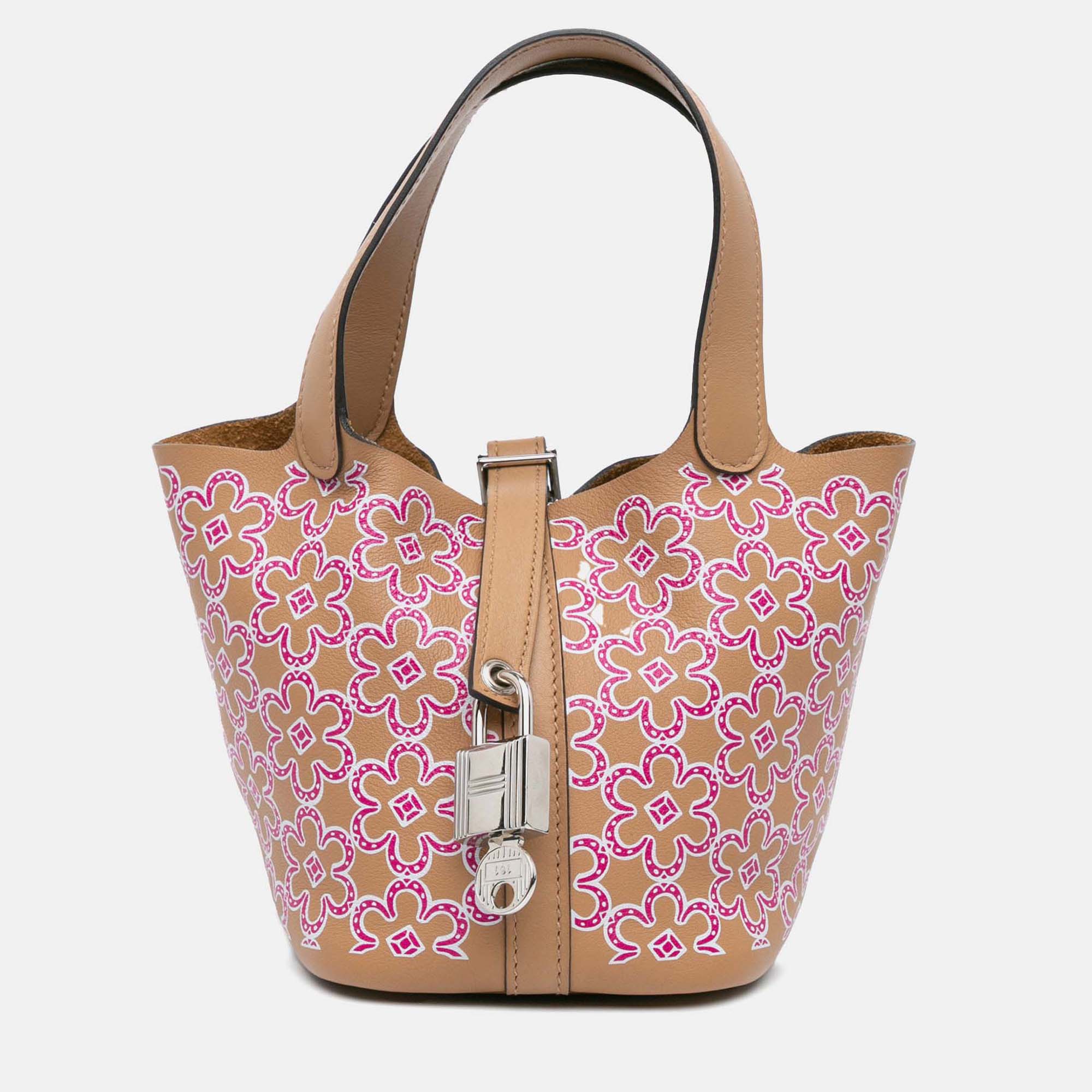 

Hermes Picotin Lock Lucky Daisy Micro Swift Bag, Beige