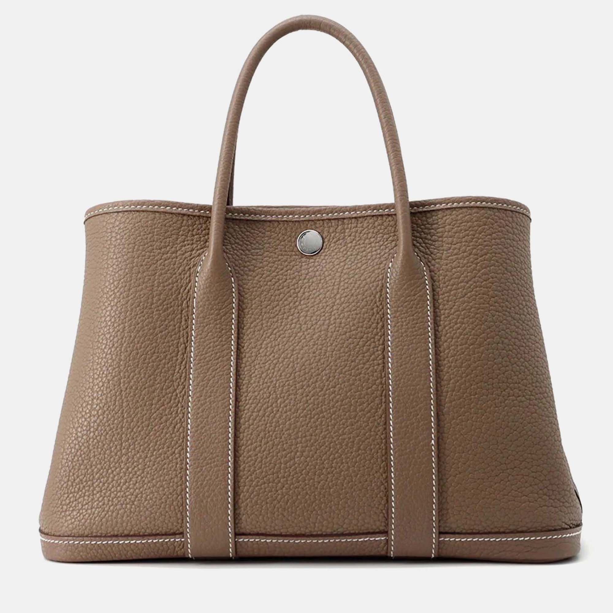 

Hermes Garden Party TPM Etoupe Negonda Leather Tote Bag, Brown