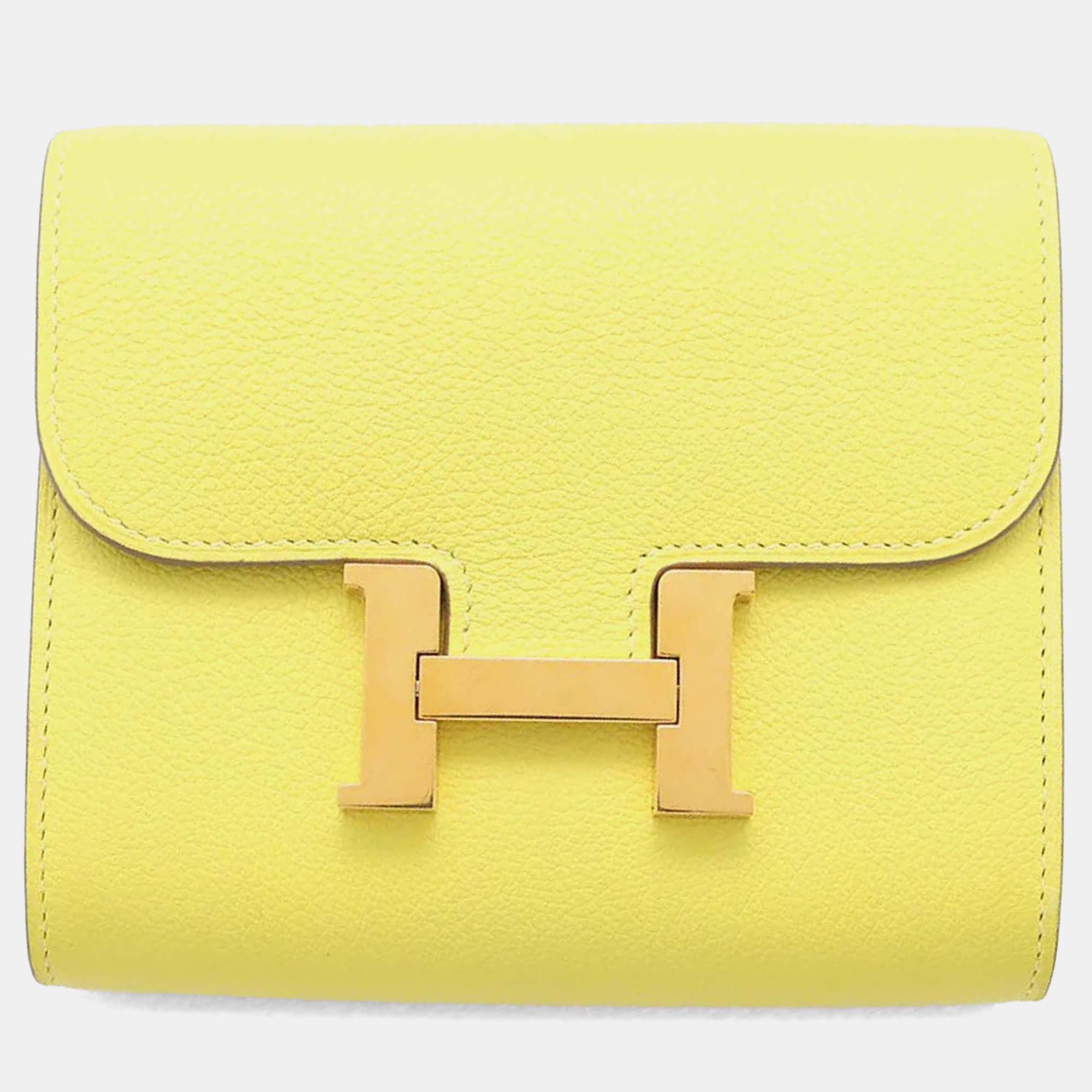 

Hermes Constance Slim Lime Evercolor Wallet, Yellow